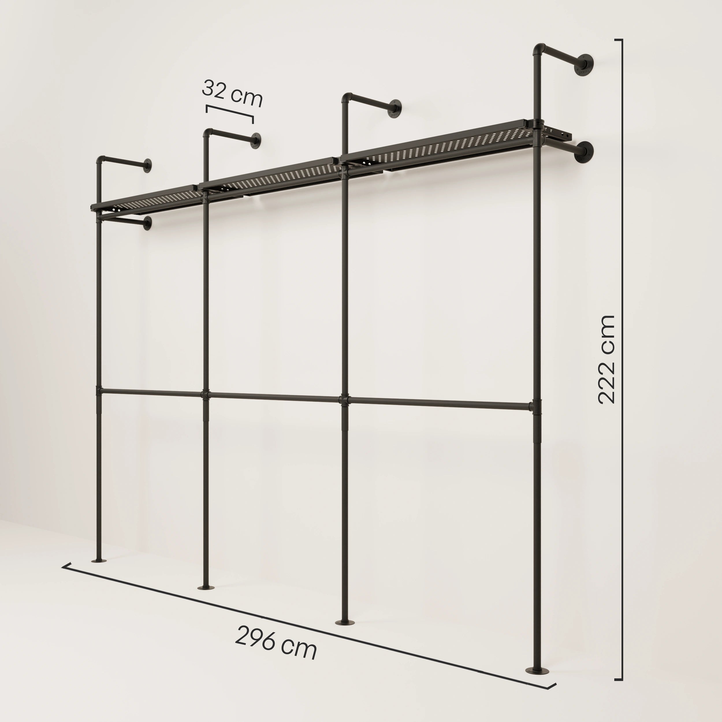 PAMO Kleiderstangensystem KIM DOUBLE 3 METAL