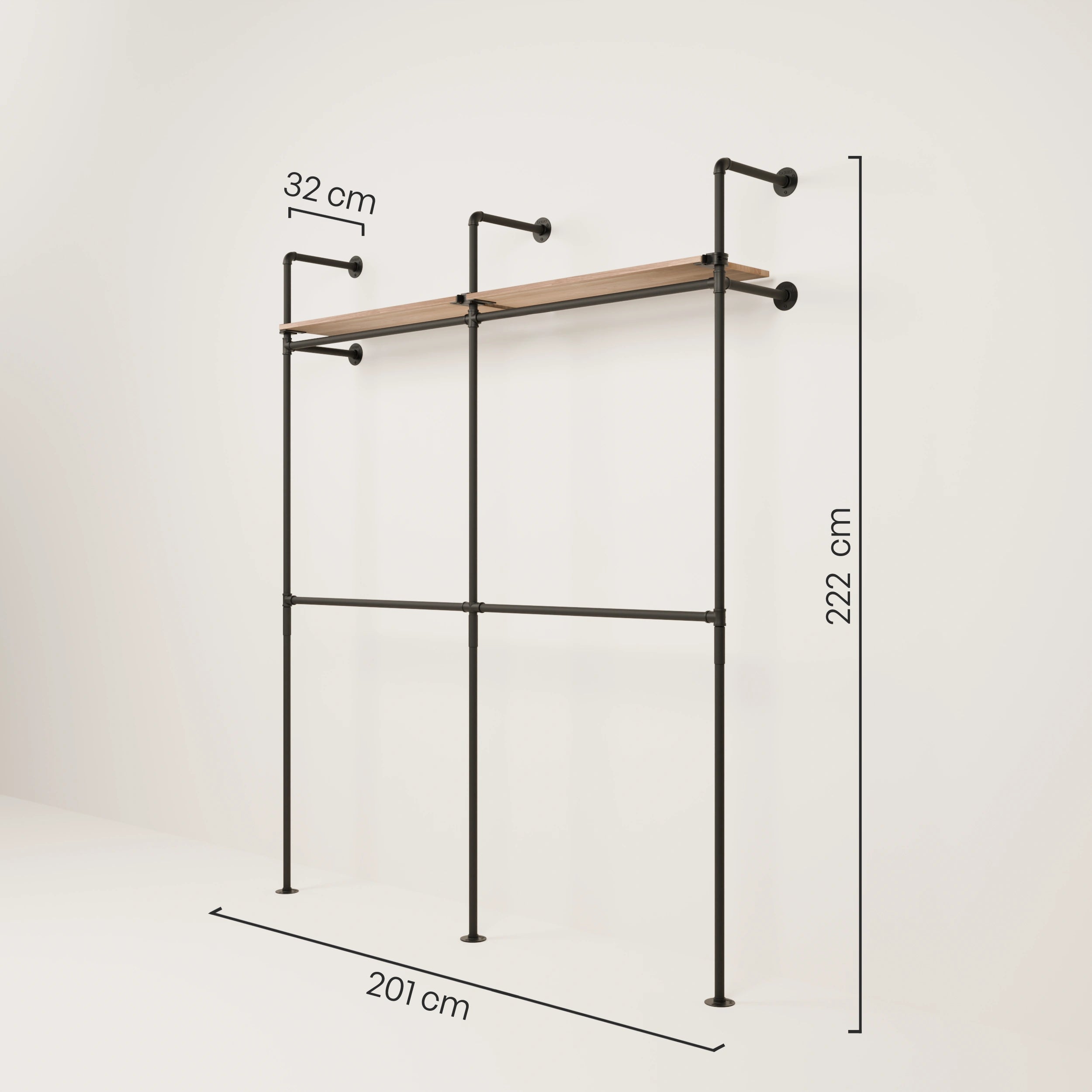 Système de tringle à vêtements PAMO KIM DOUBLE 2 OAK