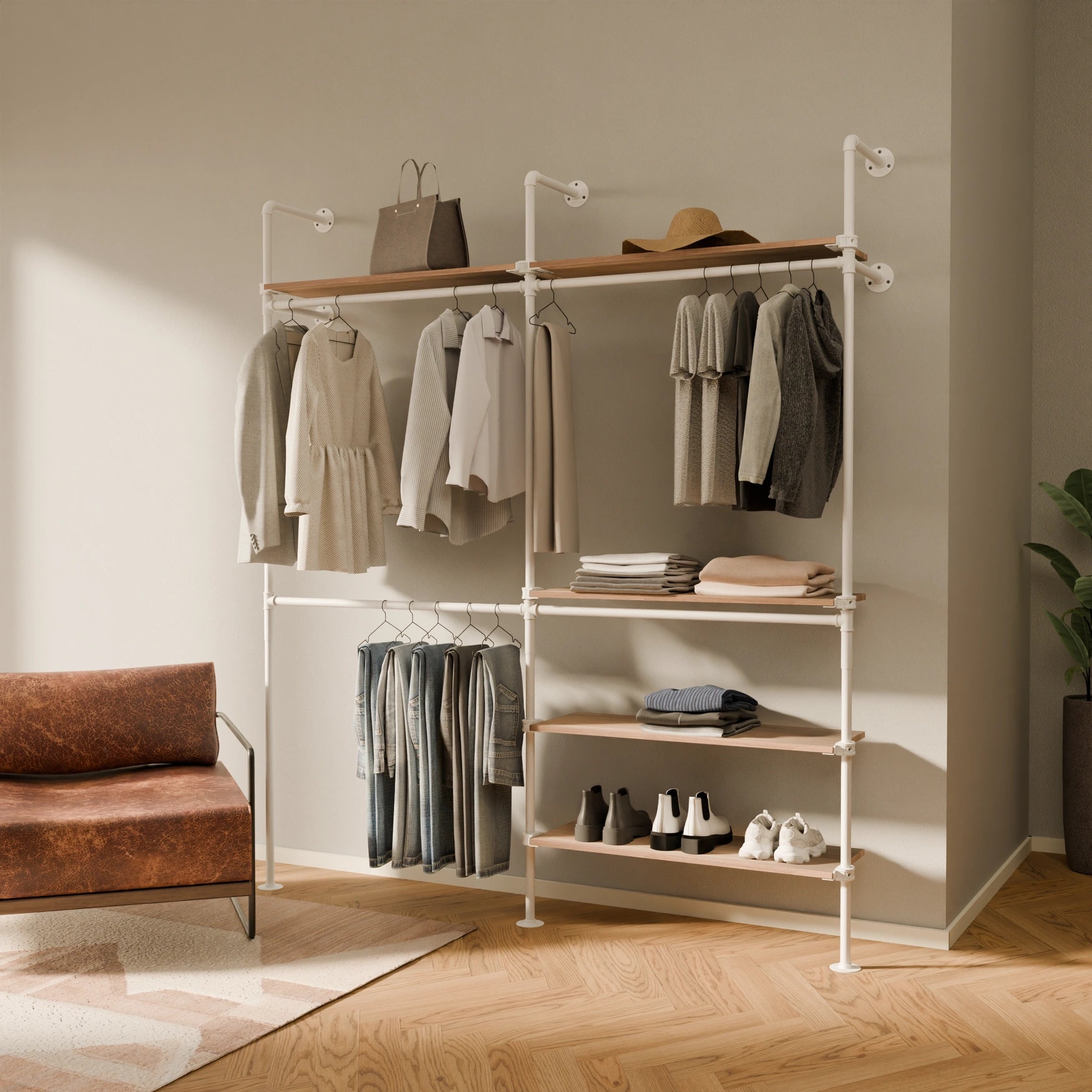 Système de tringle à vêtements PAMO KIM DOUBLE 2 OAK