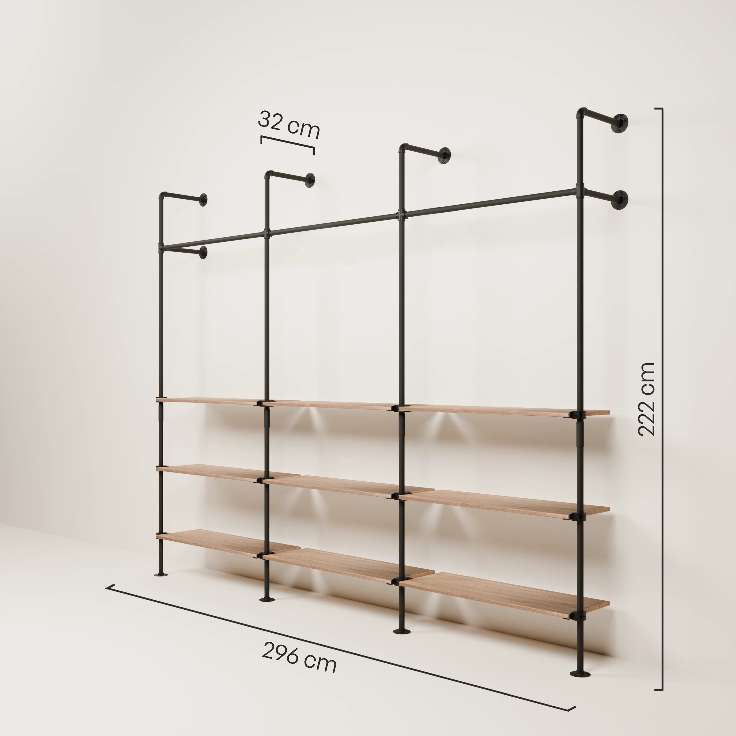 PAMO Kleiderstangensystem KIM 3 OAK