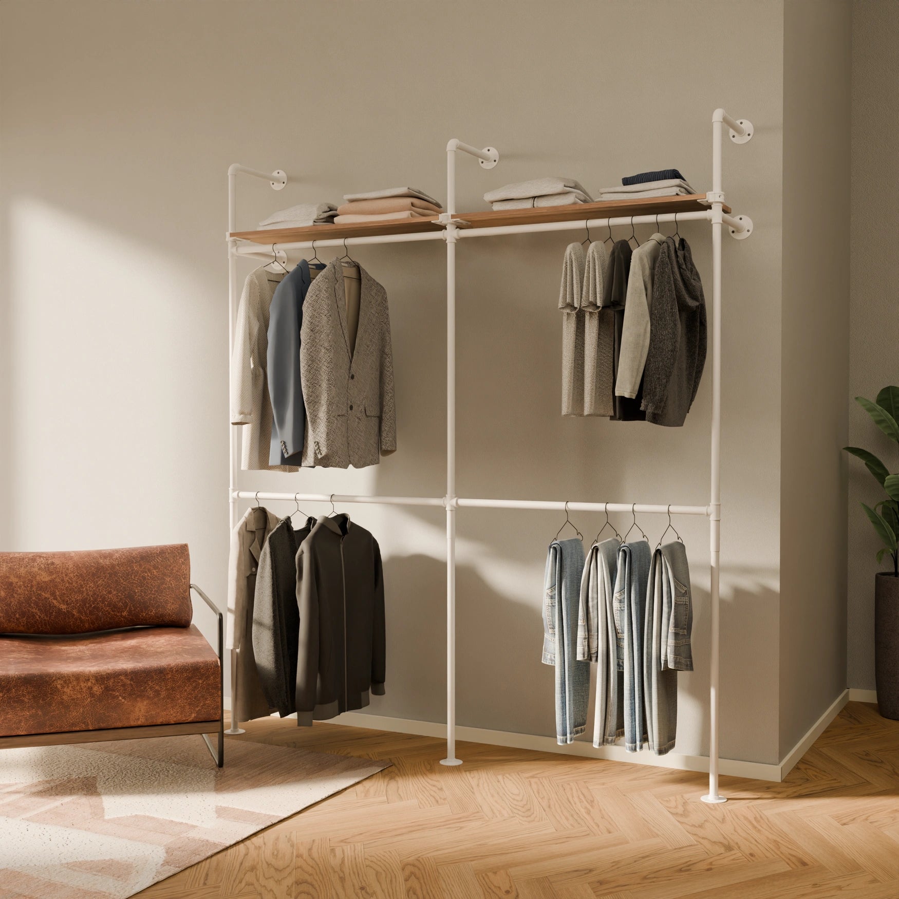 PAMO DESIGN Système de tringles à vêtements KIM DOUBLE 2 OAK