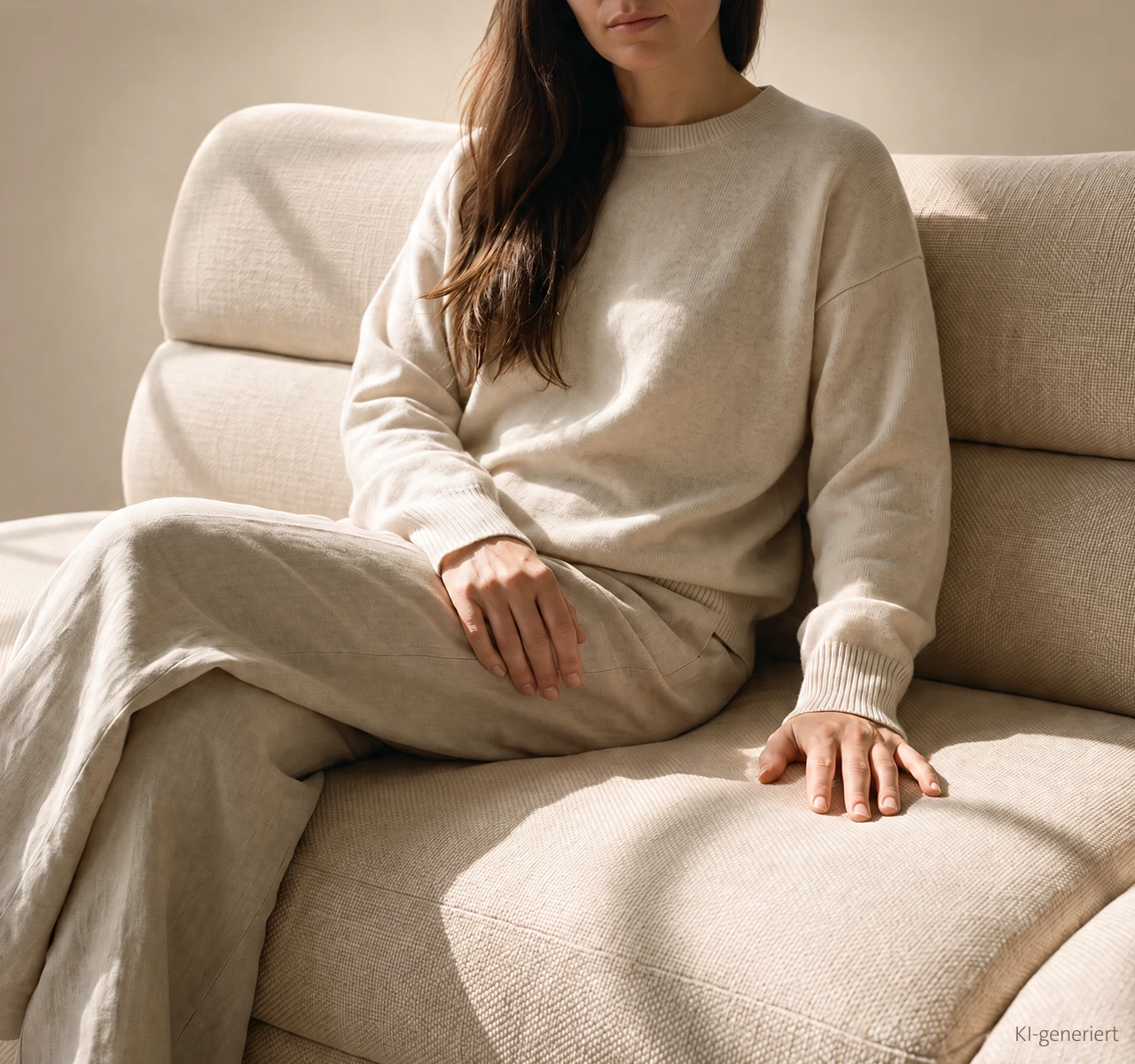 Probesitzen auf einem designwerk Sofa bei Möbel Ehrmann