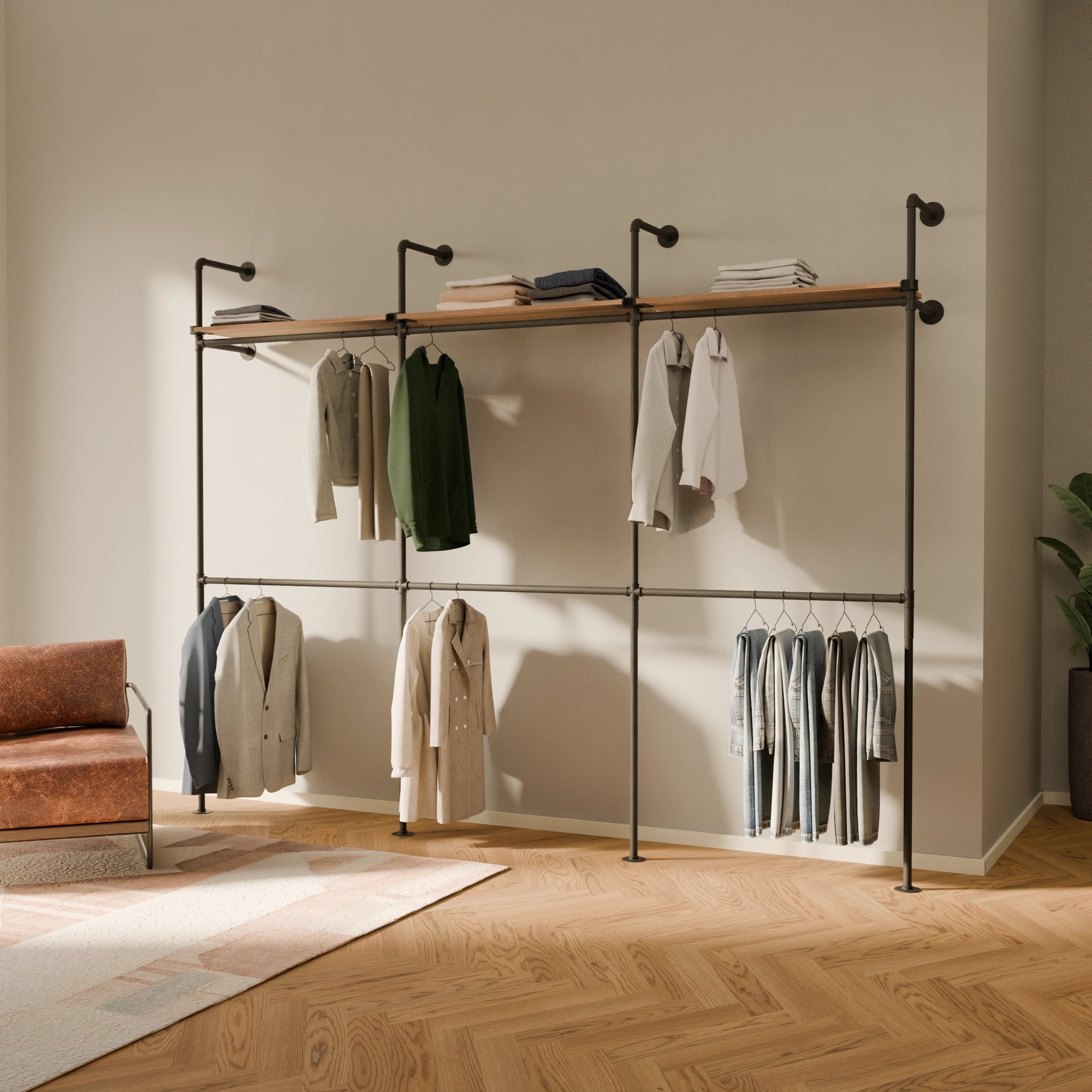 PAMO DESIGN Système de tringles à vêtements KIM DOUBLE 3 OAK