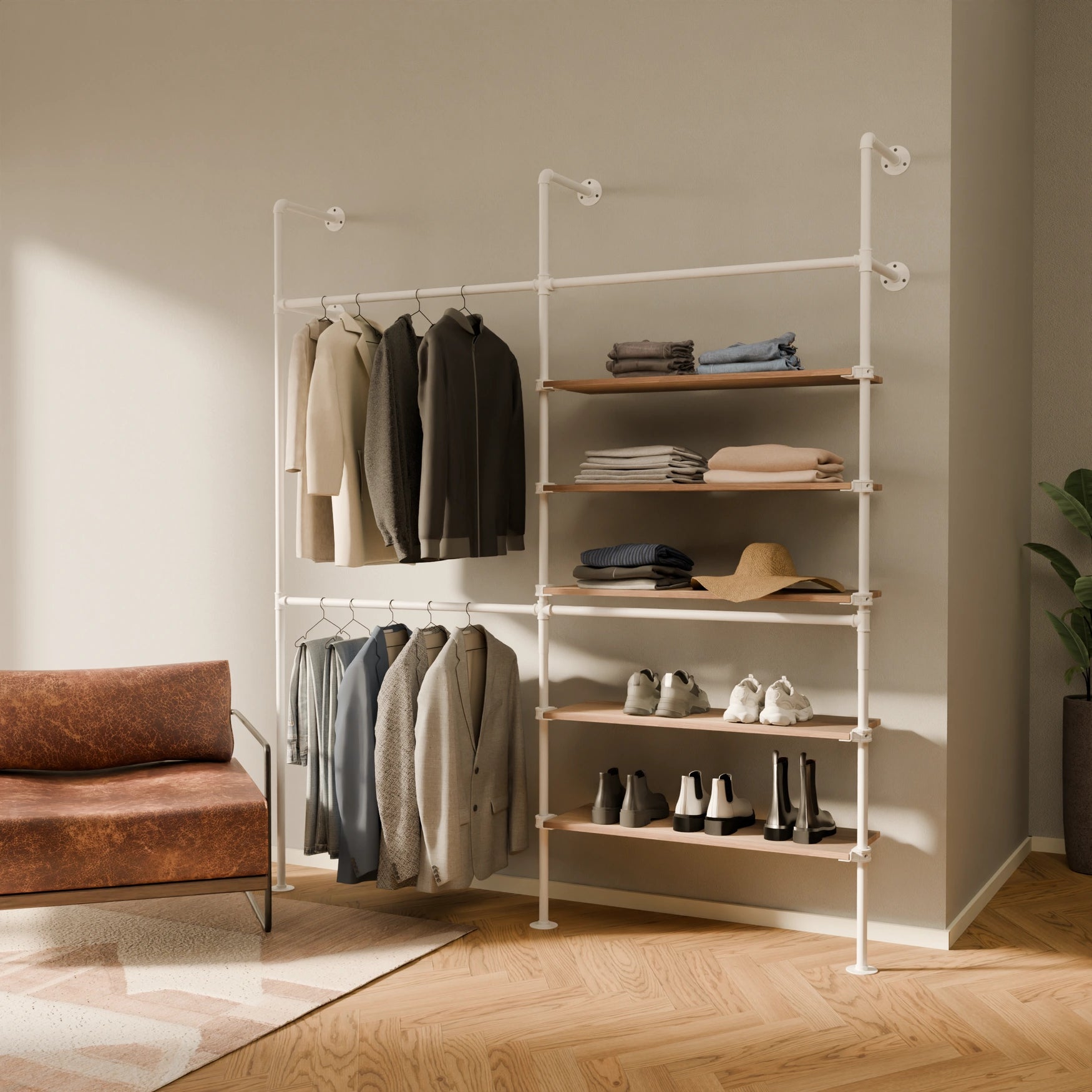 Système de tringle à vêtements PAMO KIM DOUBLE 2 OAK