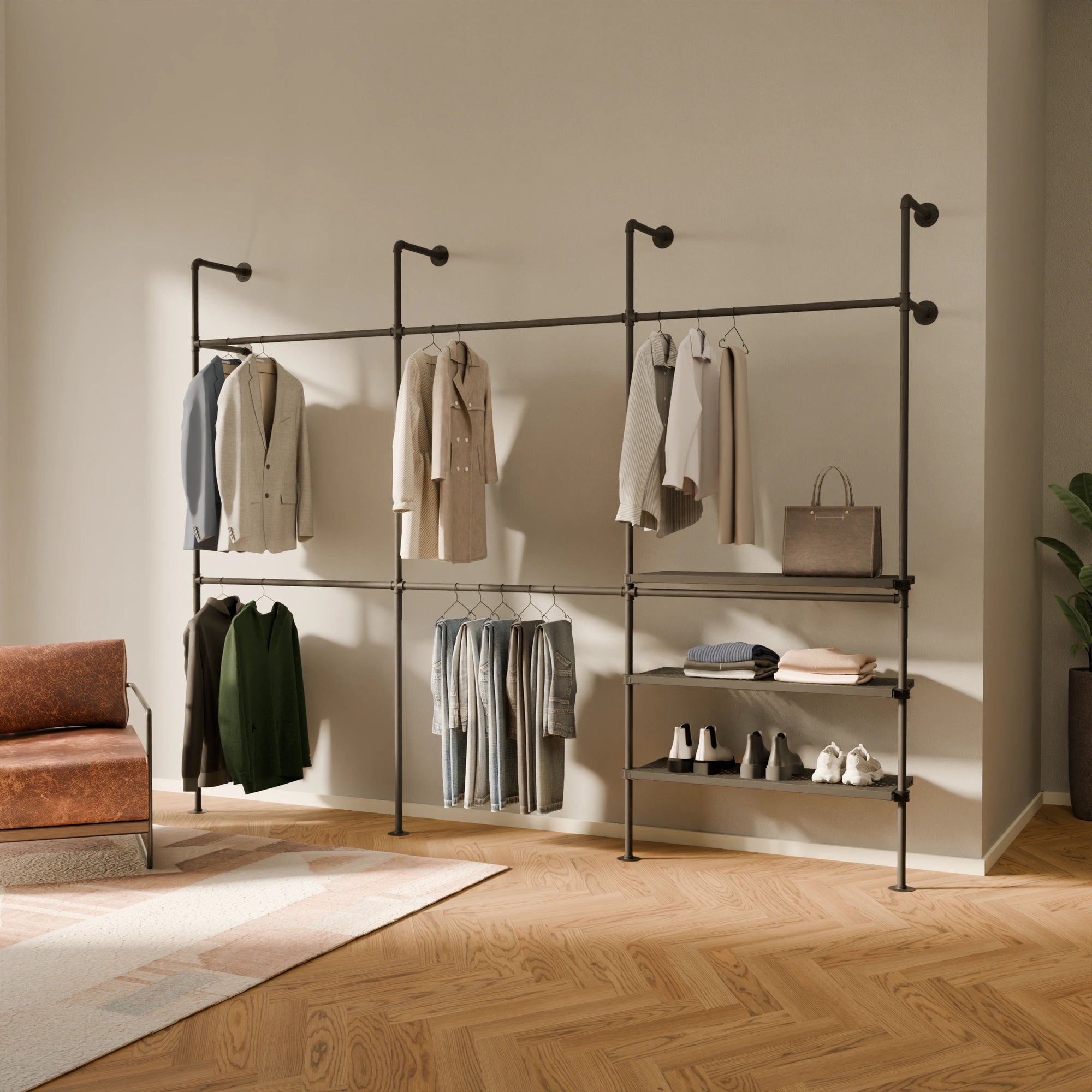 PAMO DESIGN Système de tringles à vêtements KIM DOUBLE 3 METAL