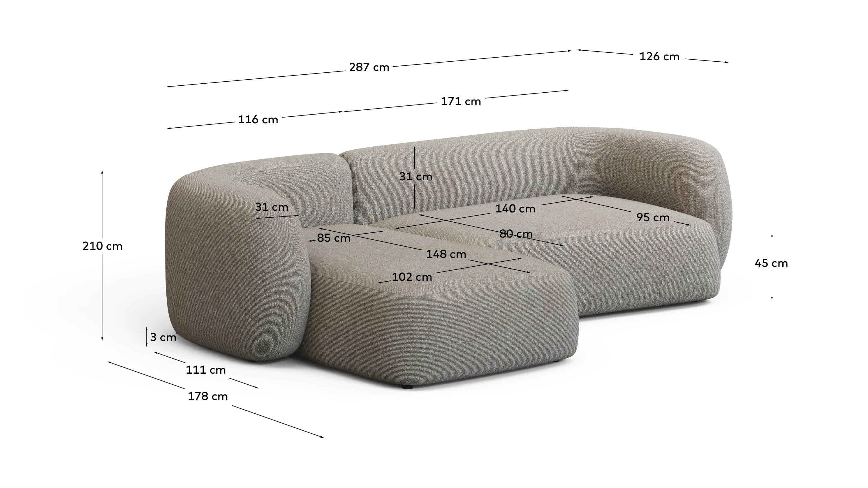 KAVE HOME Sofa MARTINA