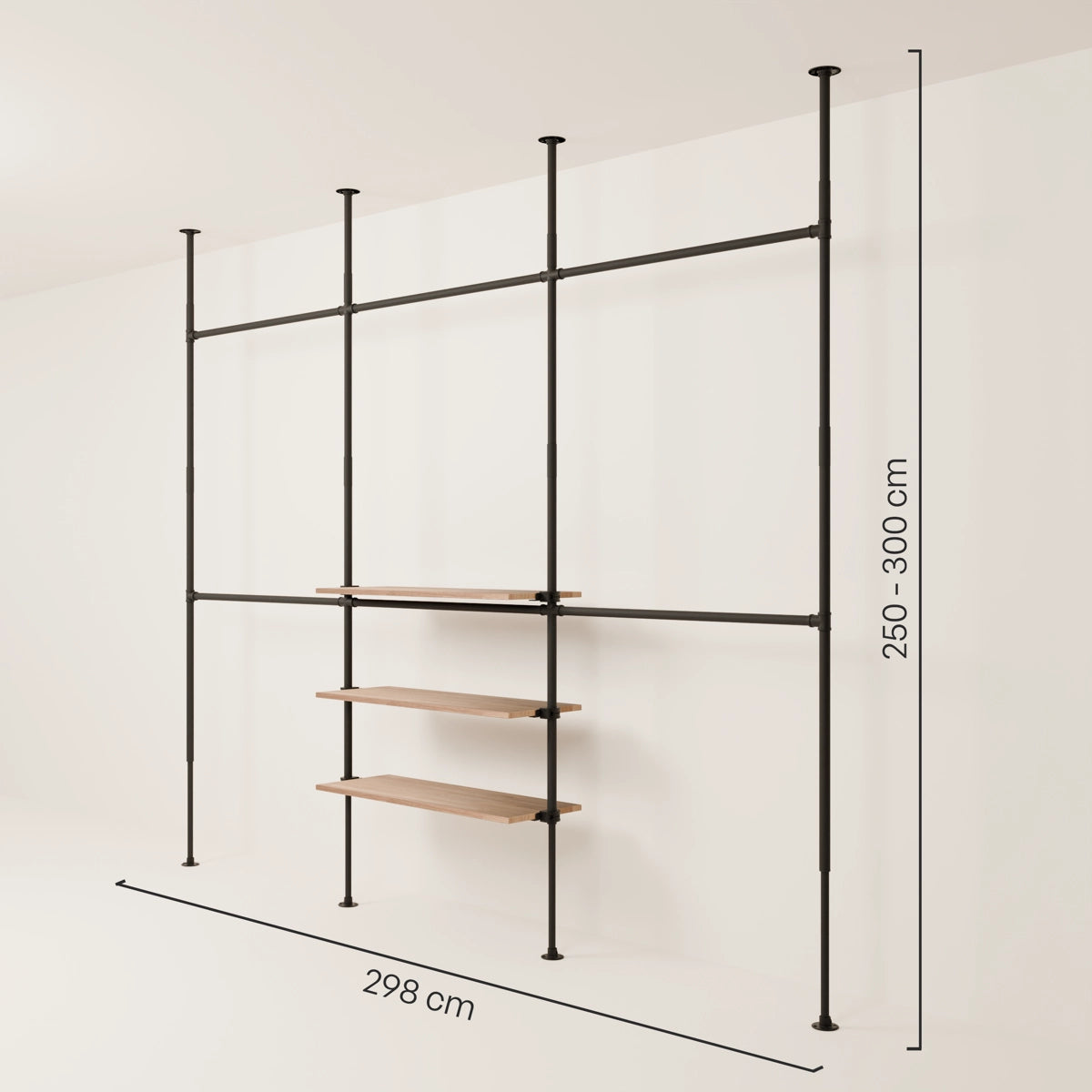 PAMO LOFT 3 OAK clothes rail system