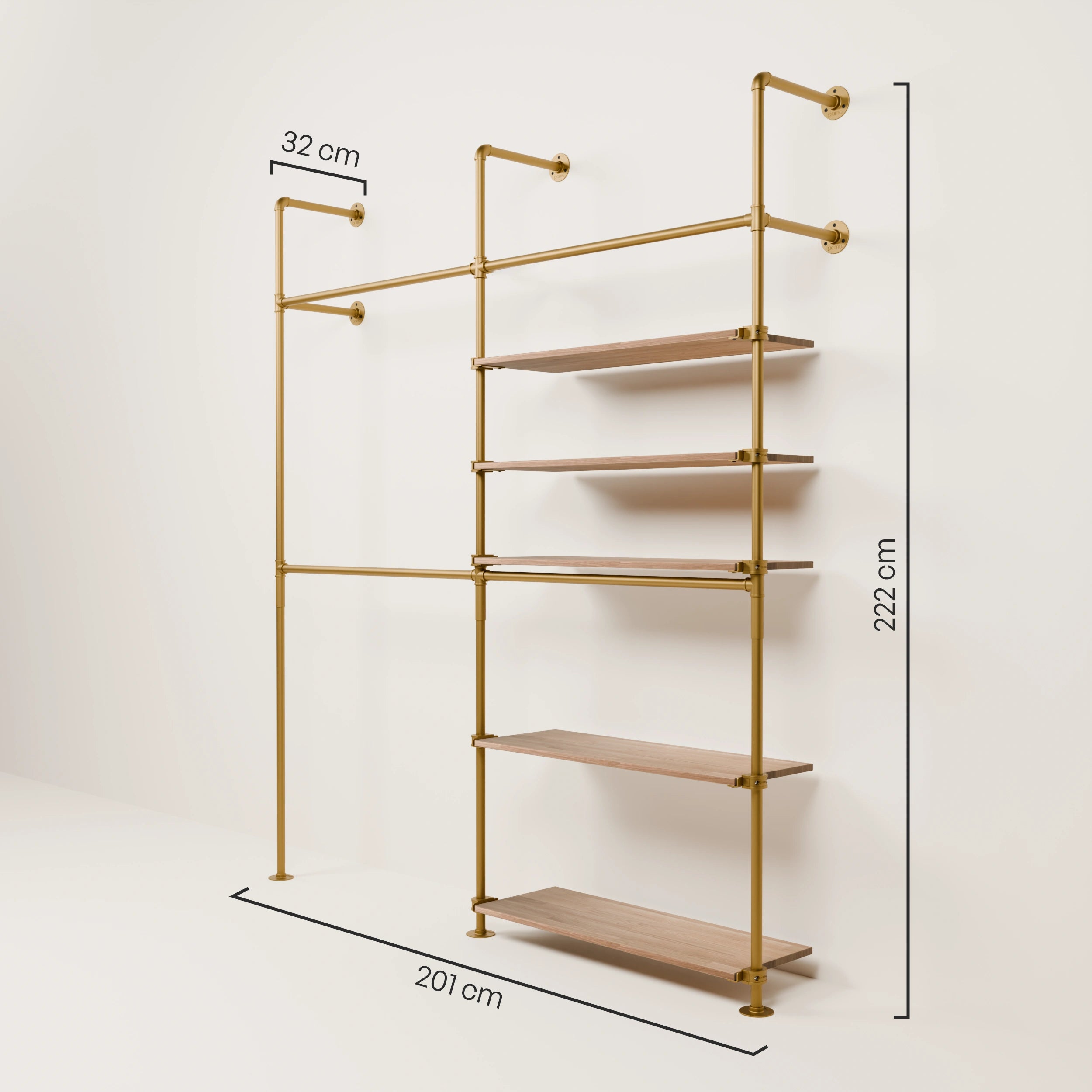 Système de tringle à vêtements PAMO KIM DOUBLE 2 OAK