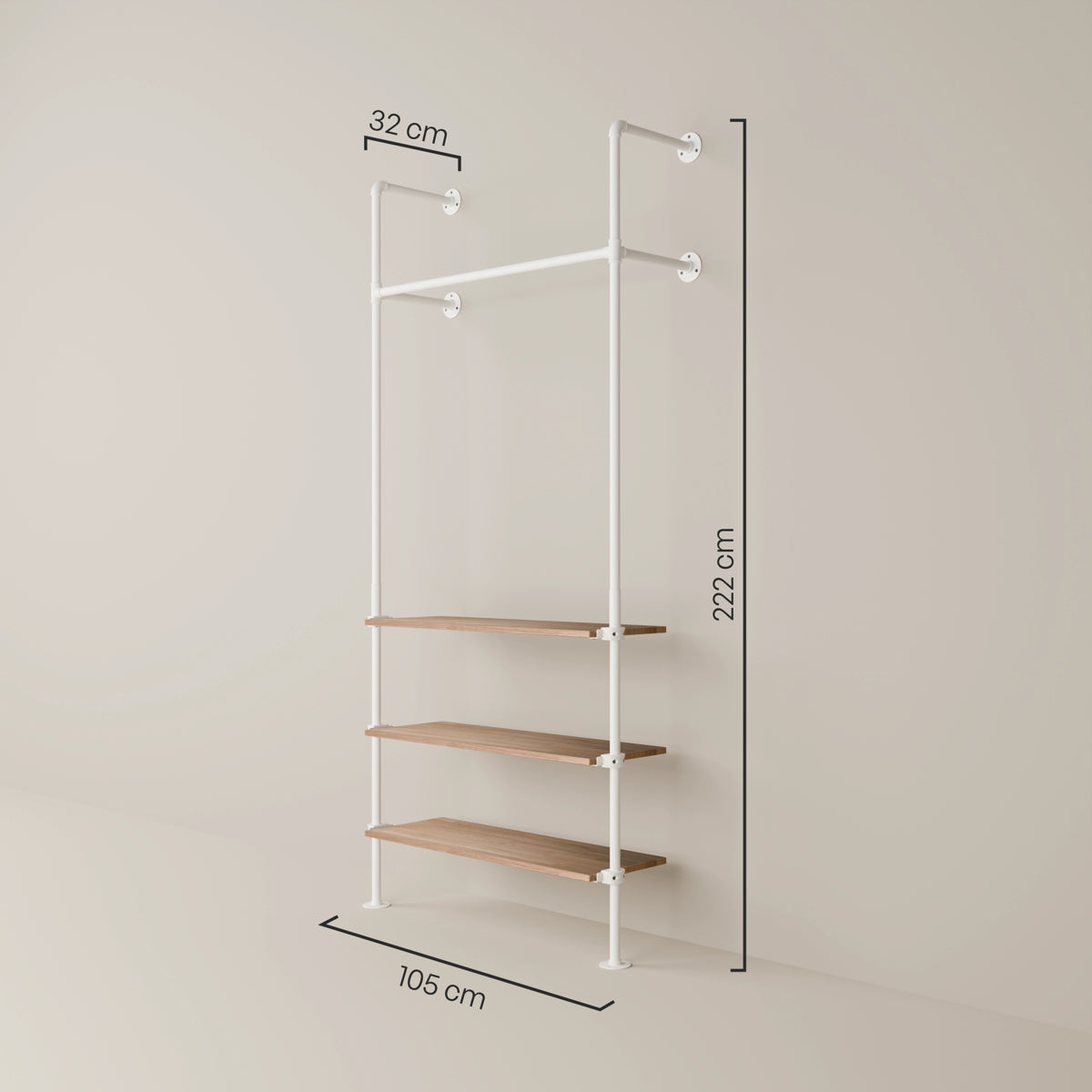 Système de tringle à vêtements PAMO KIM 1 OAK