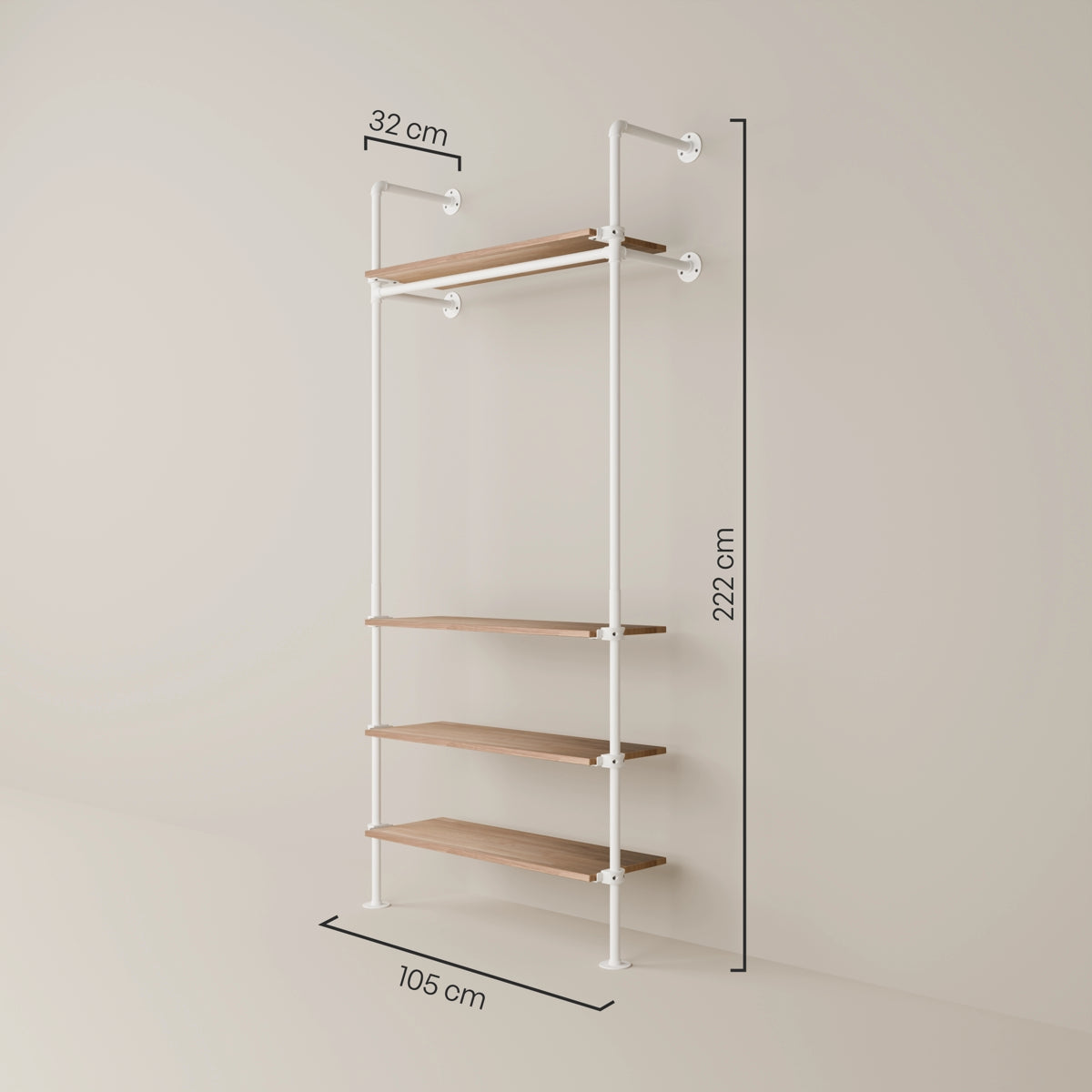 Système de tringle à vêtements PAMO KIM 1 OAK