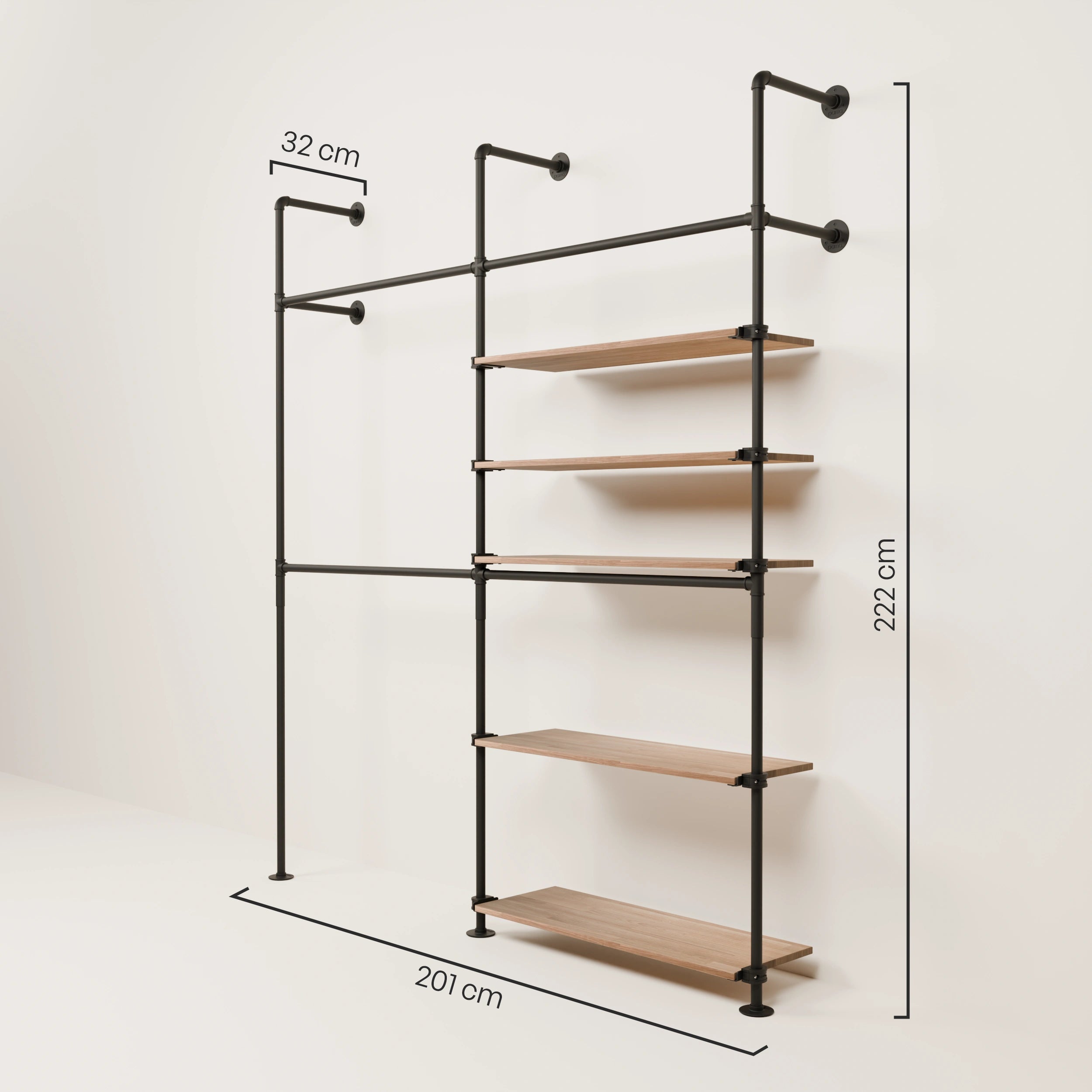 Système de tringle à vêtements PAMO KIM DOUBLE 2 OAK