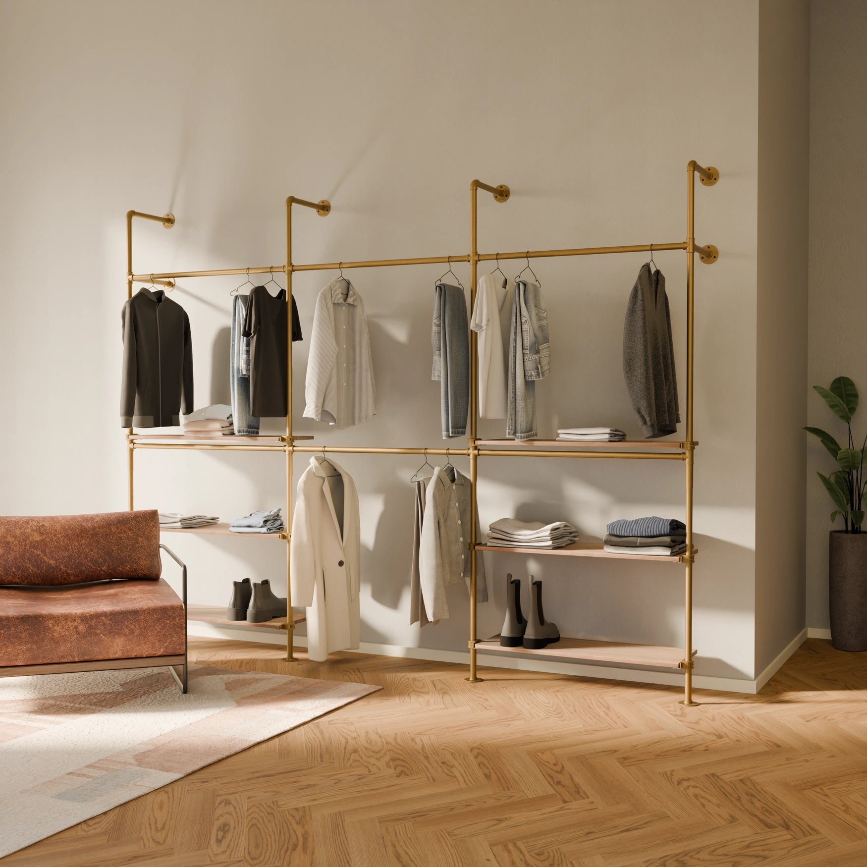 PAMO DESIGN Système de tringles à vêtements KIM DOUBLE 3 OAK