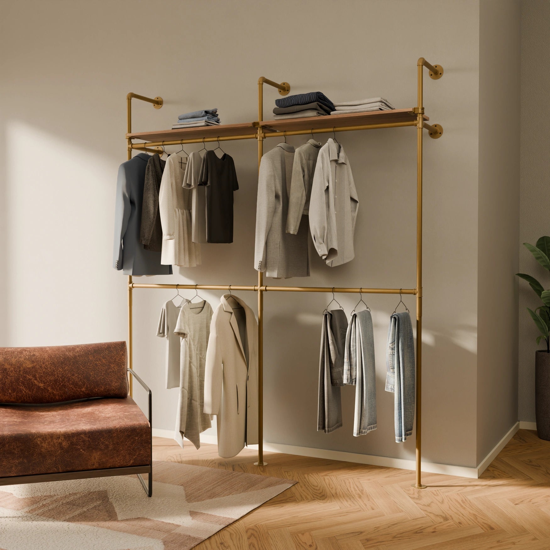 PAMO DESIGN Système de tringles à vêtements KIM DOUBLE 2 OAK