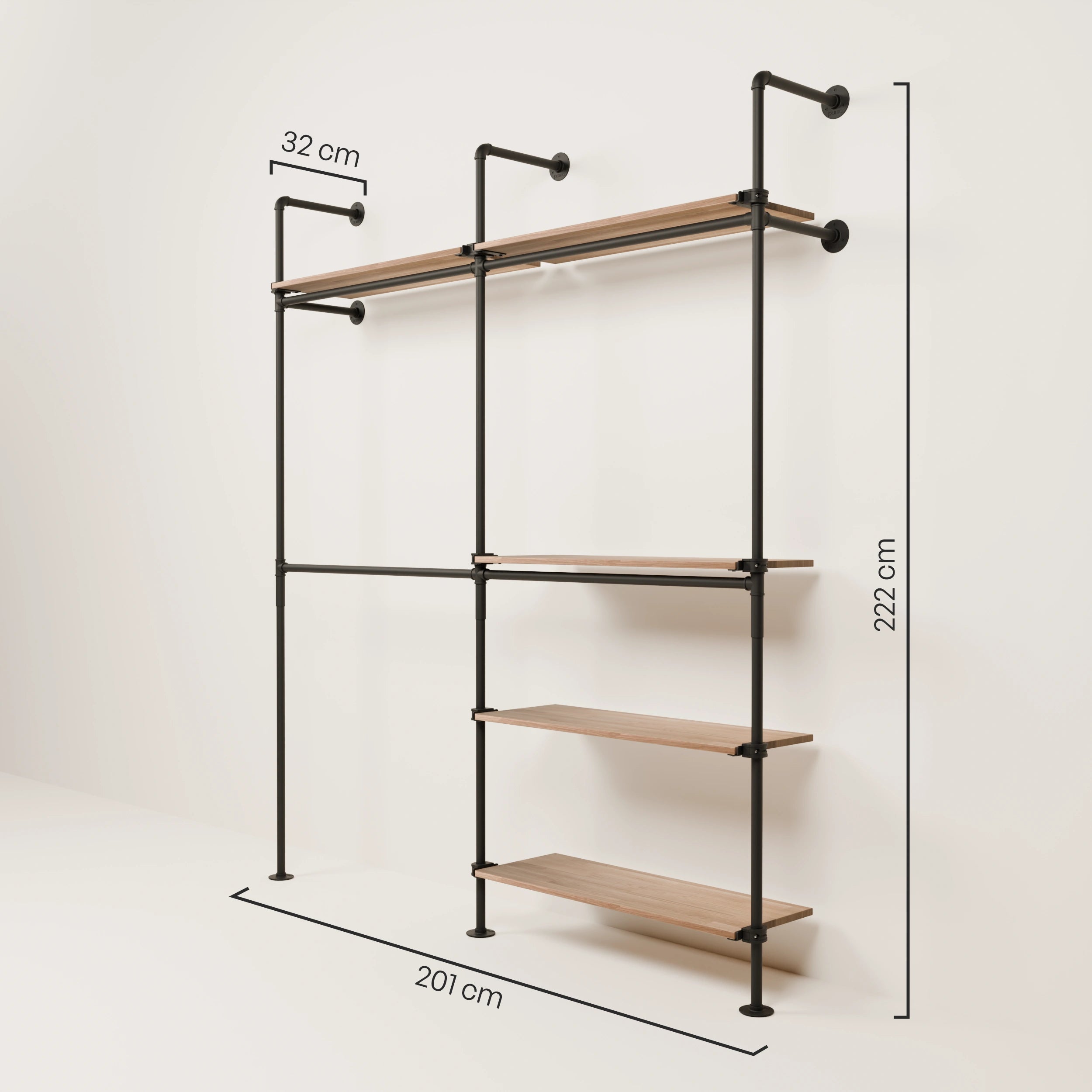 Système de tringle à vêtements PAMO KIM DOUBLE 2 OAK