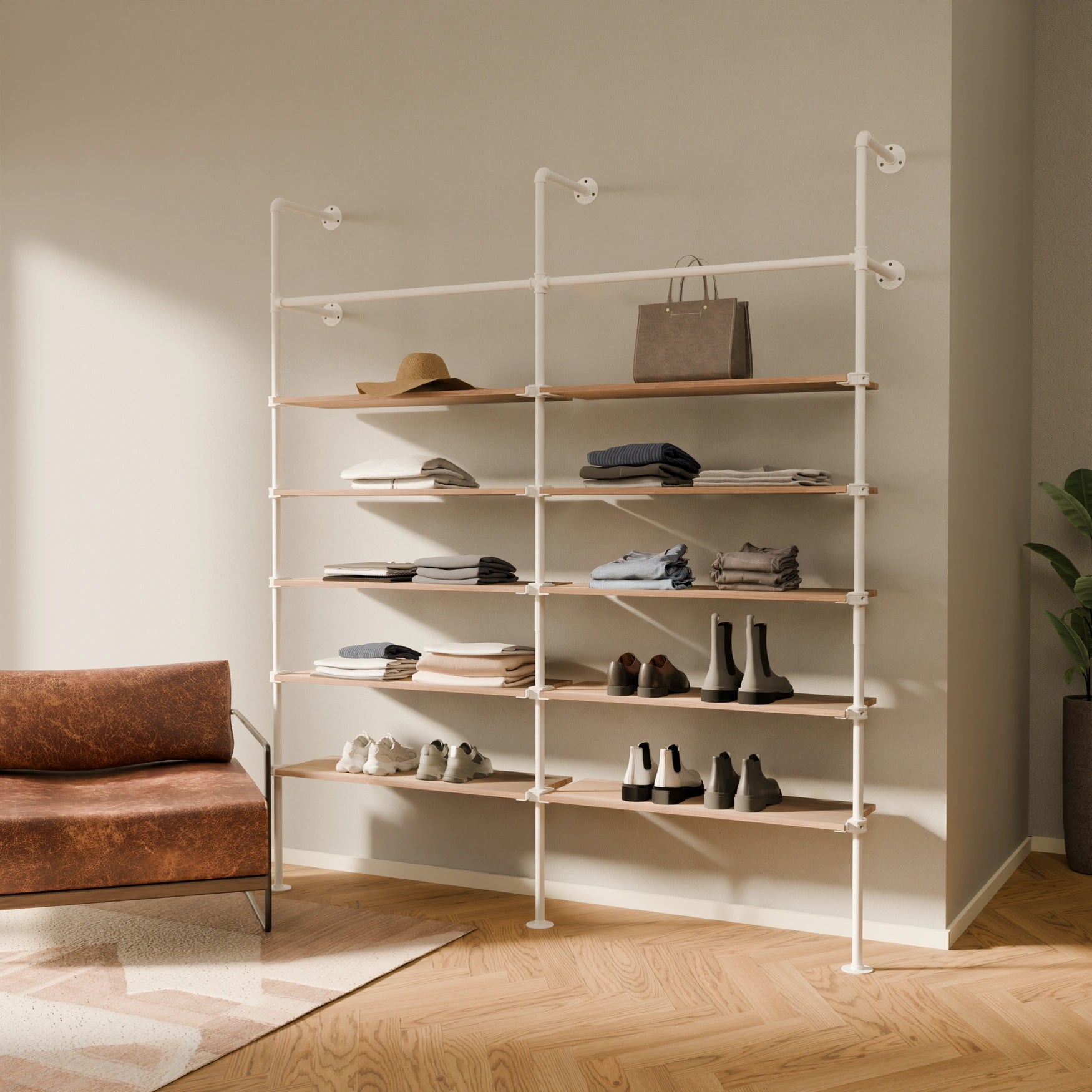 Système de tringle à vêtements PAMO KIM 2 OAK