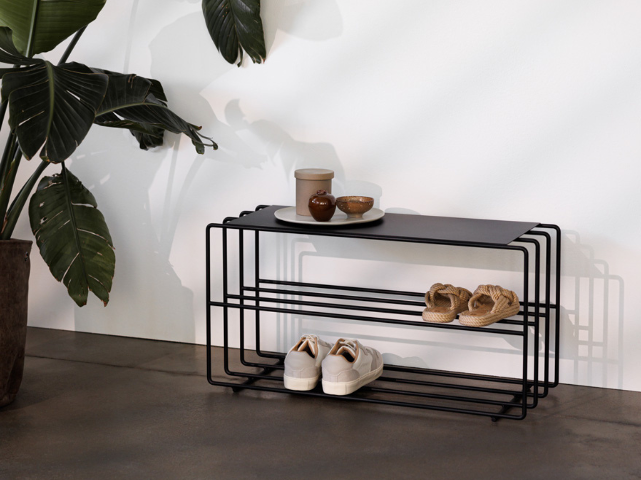 schuhregal-schwarz-metall-flur-schlafzimmer-sitzbank-neva