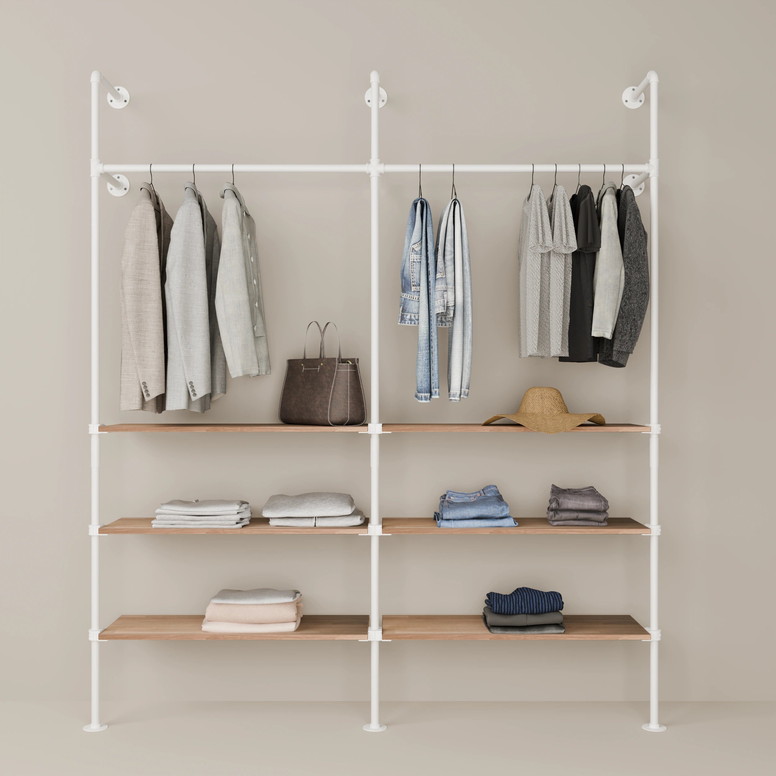Système de tringle à vêtements PAMO KIM 2 OAK