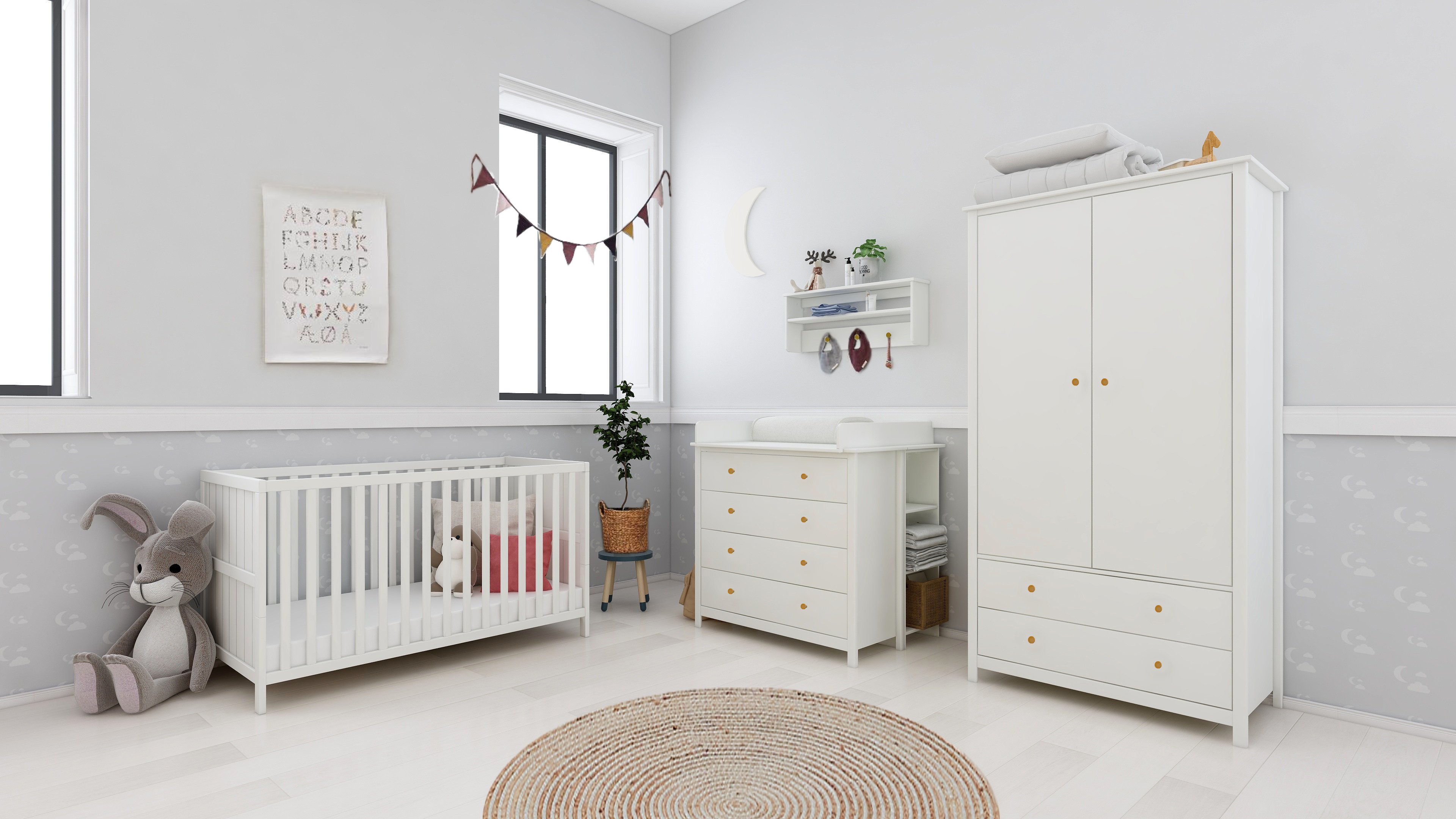 Classic cot in a child-friendly nursery
