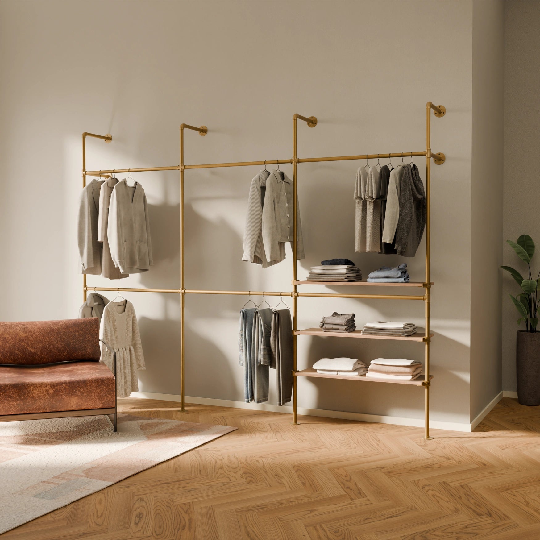 PAMO DESIGN Système de tringles à vêtements KIM DOUBLE 3 OAK