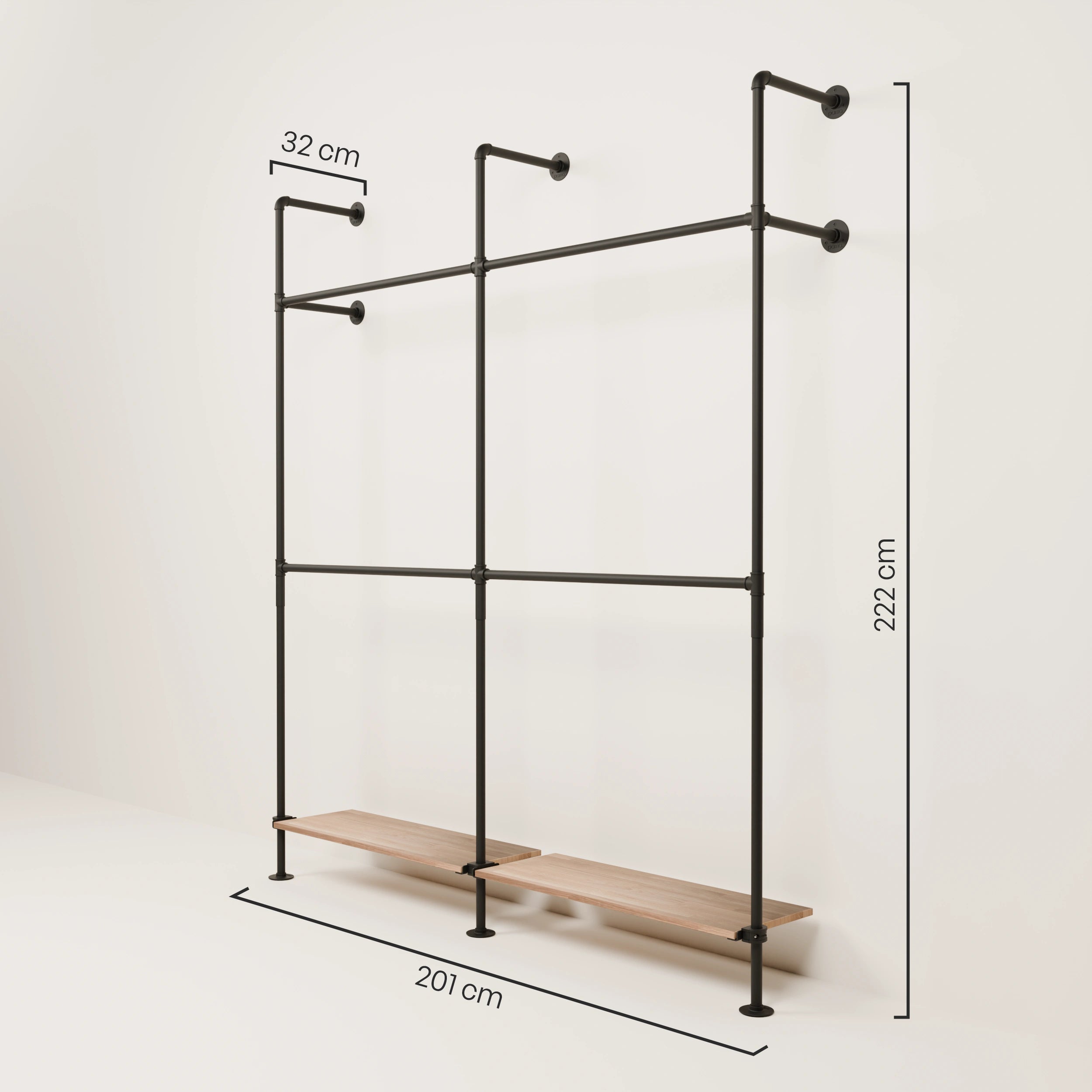 PAMO DESIGN Système de tringles à vêtements KIM DOUBLE 2 OAK