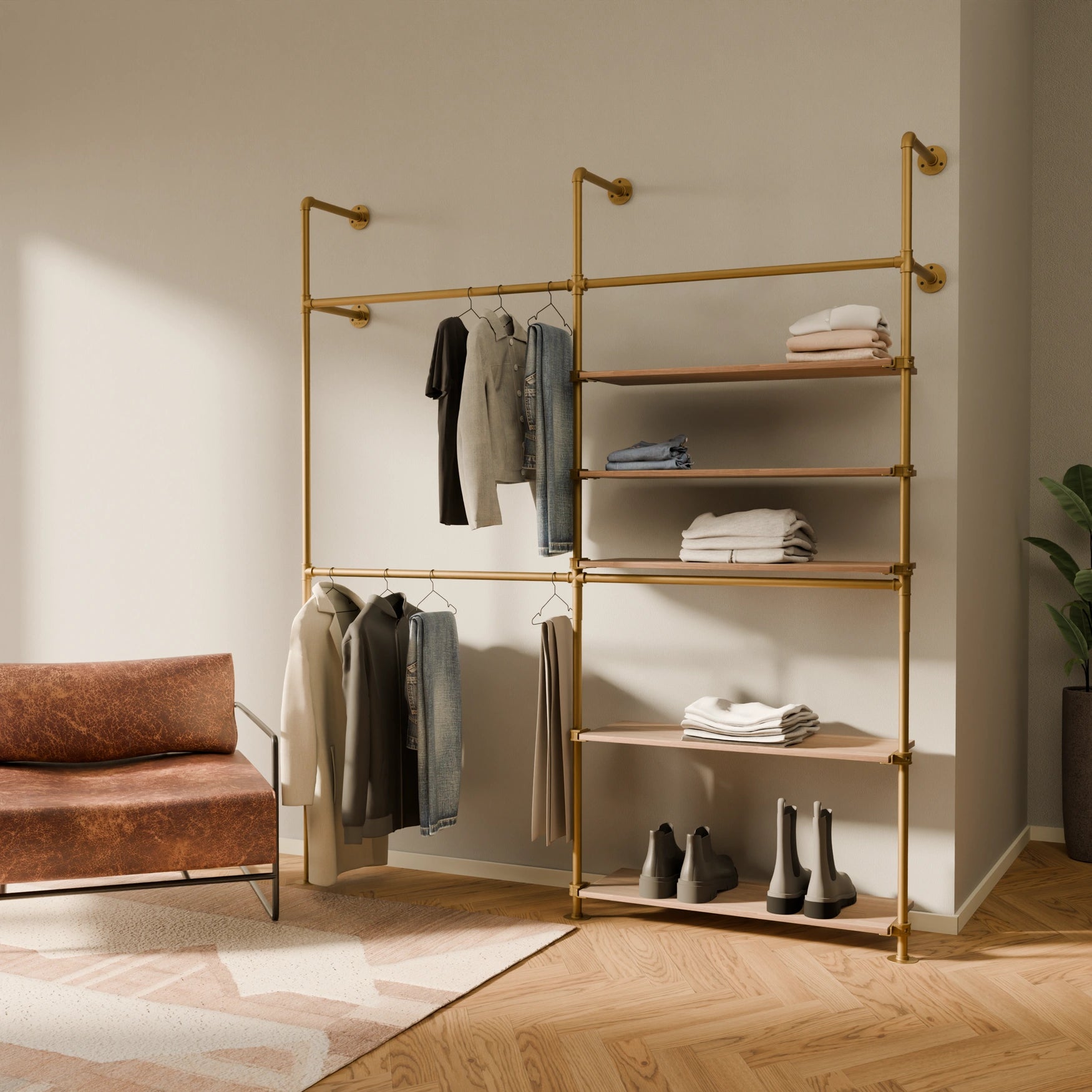 Système de tringle à vêtements PAMO KIM DOUBLE 2 OAK