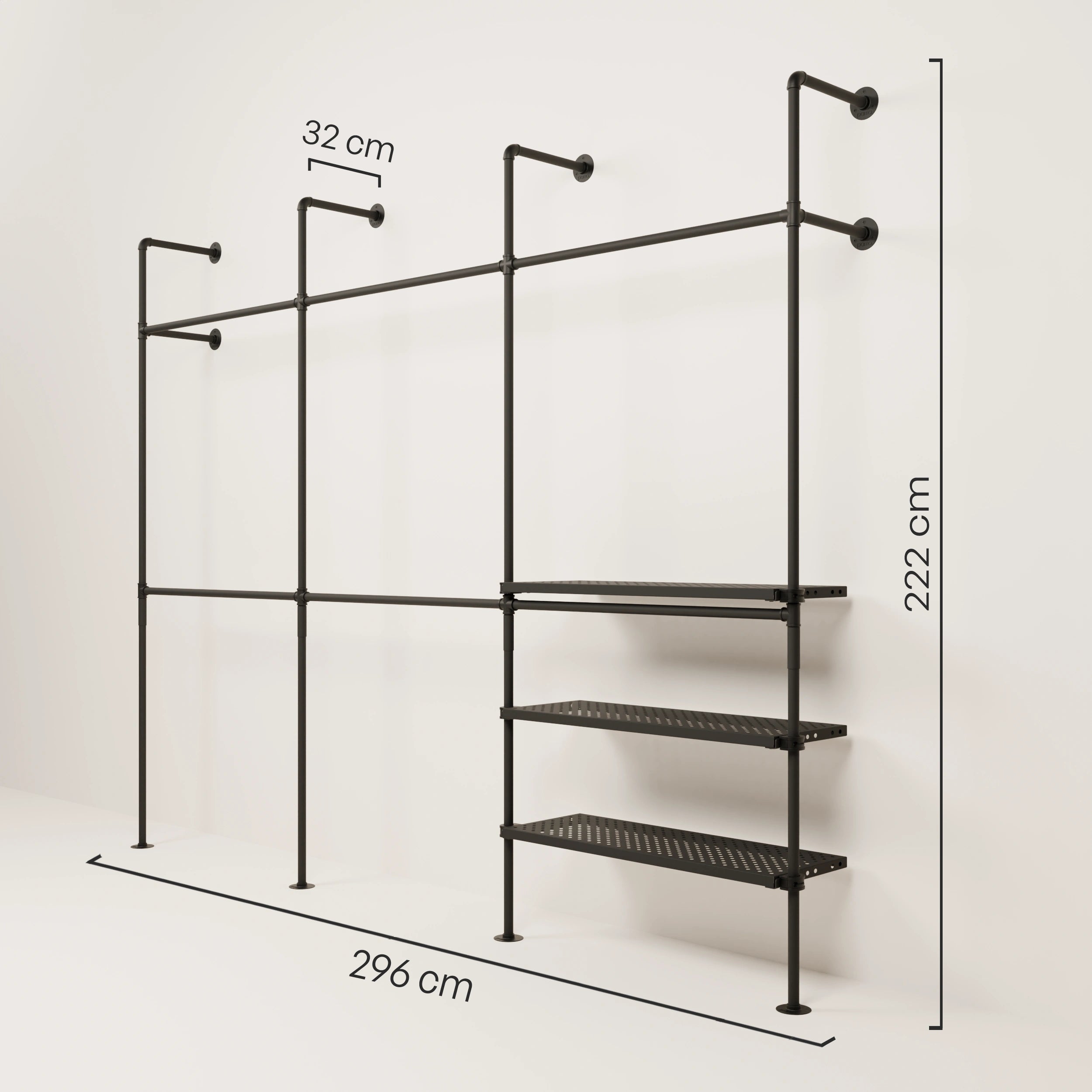 PAMO Kleiderstangensystem KIM DOUBLE 3 METAL