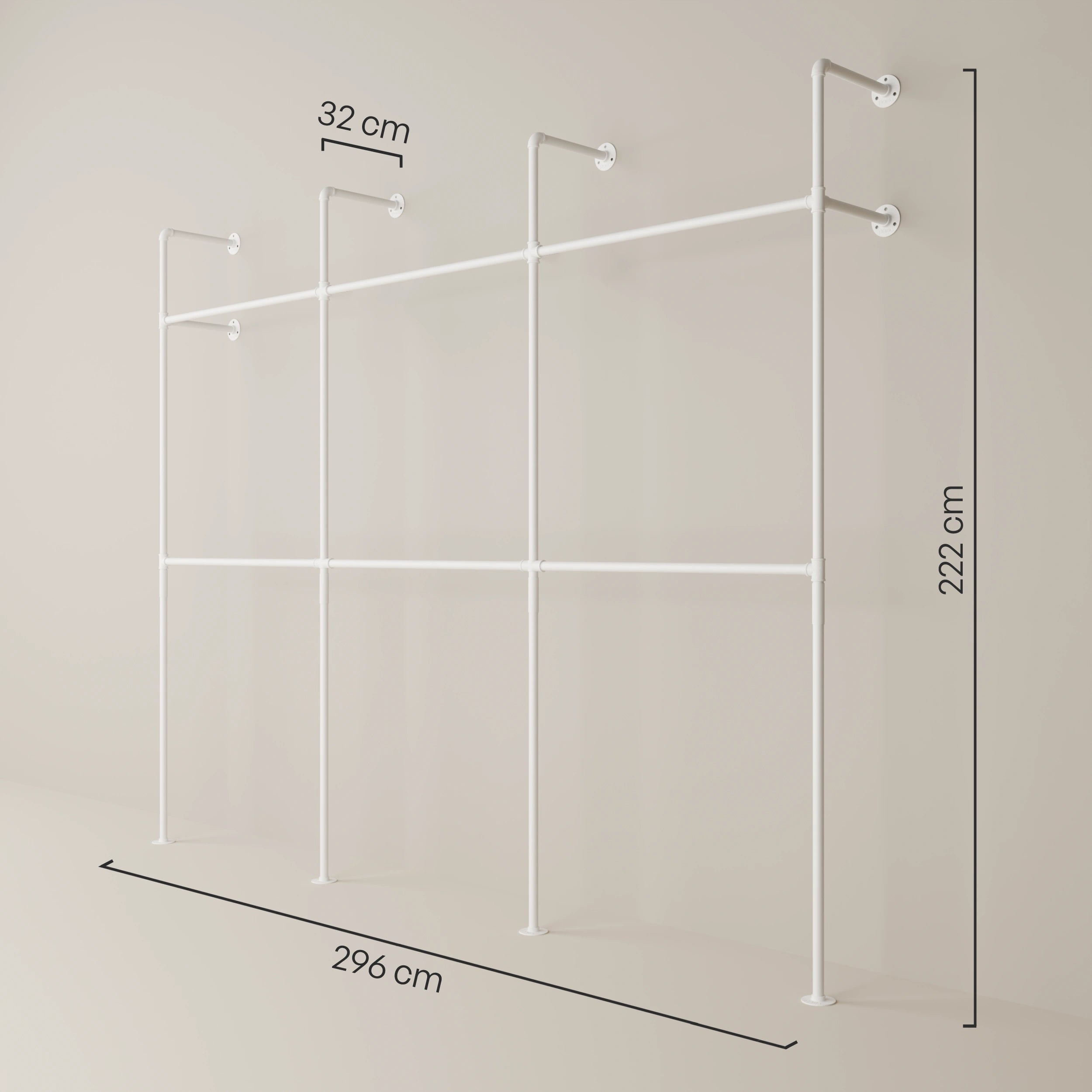 PAMO DESIGN Système de tringles à vêtements KIM DOUBLE 3