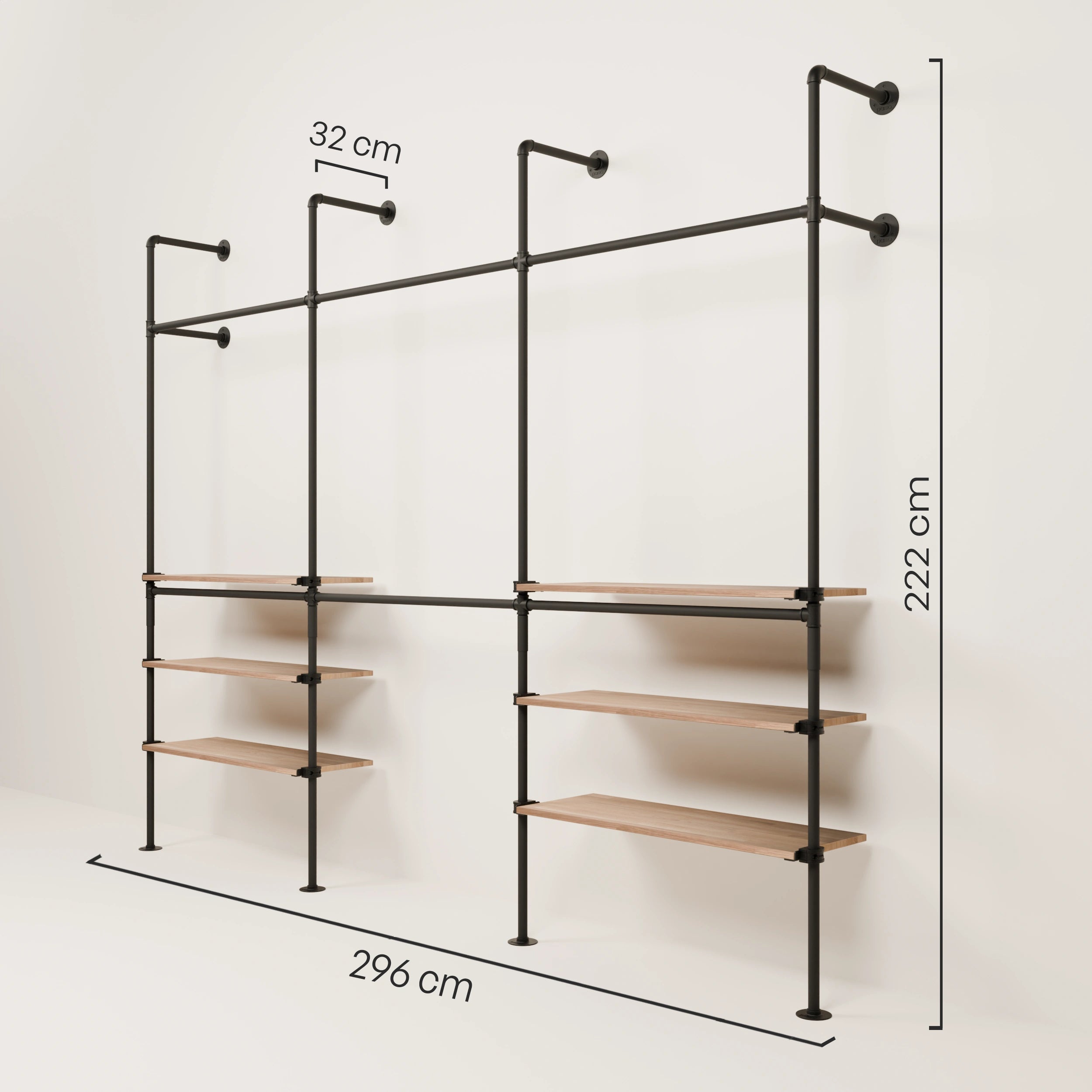 PAMO Kleiderstangensystem KIM DOUBLE 3 OAK