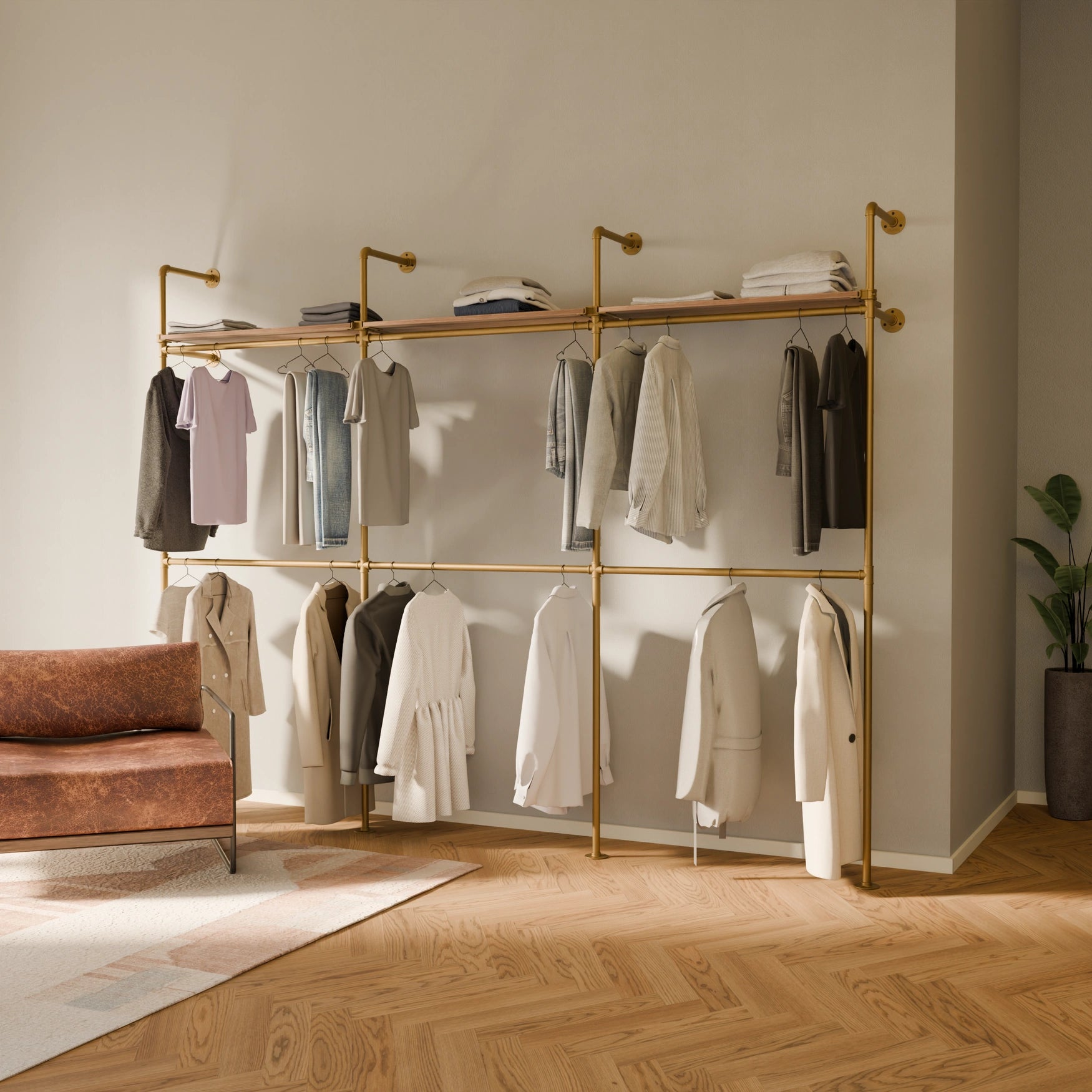 PAMO DESIGN Système de tringles à vêtements KIM DOUBLE 3 OAK