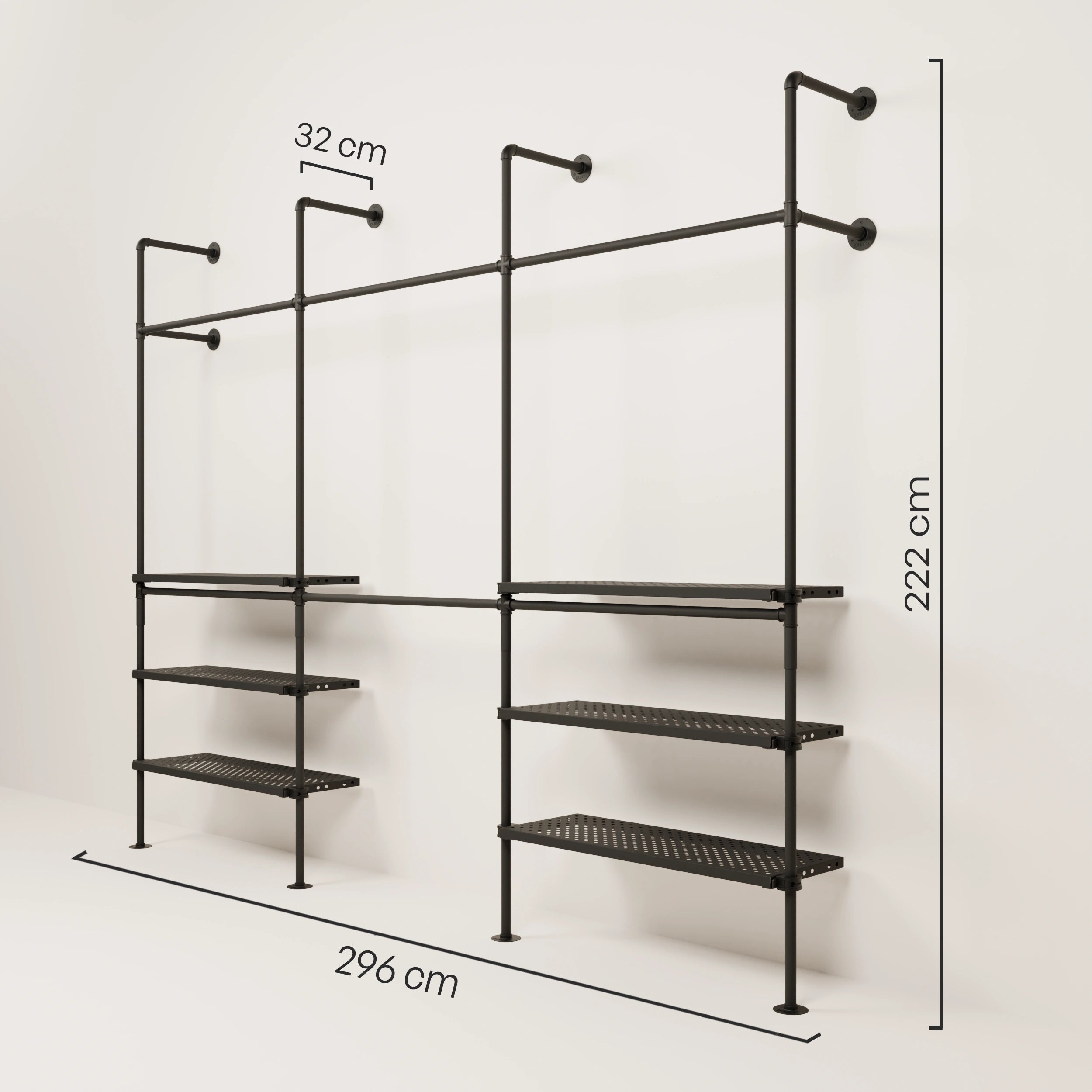 PAMO Kleiderstangensystem KIM DOUBLE 3 METAL