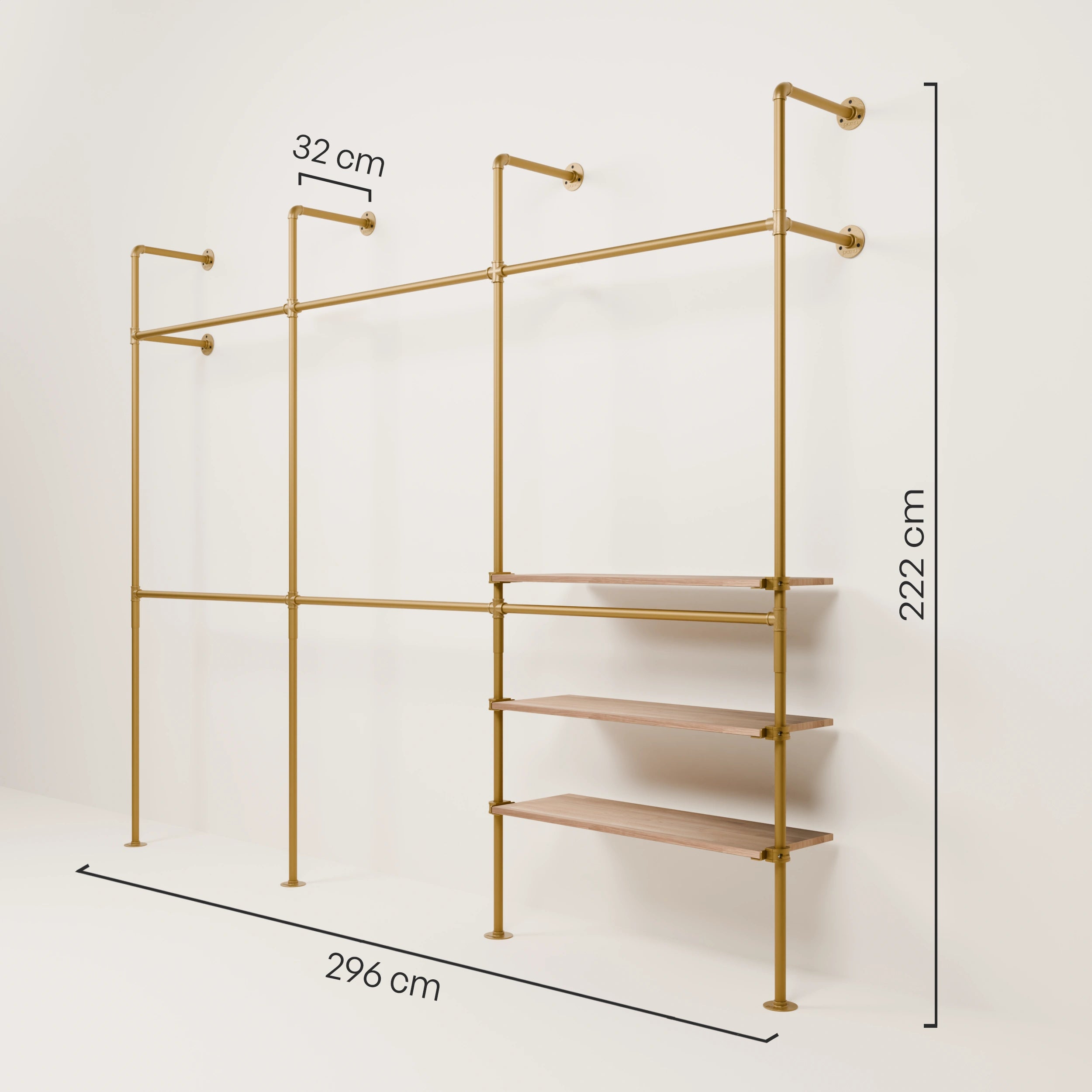 PAMO DESIGN Système de tringles à vêtements KIM DOUBLE 3 OAK