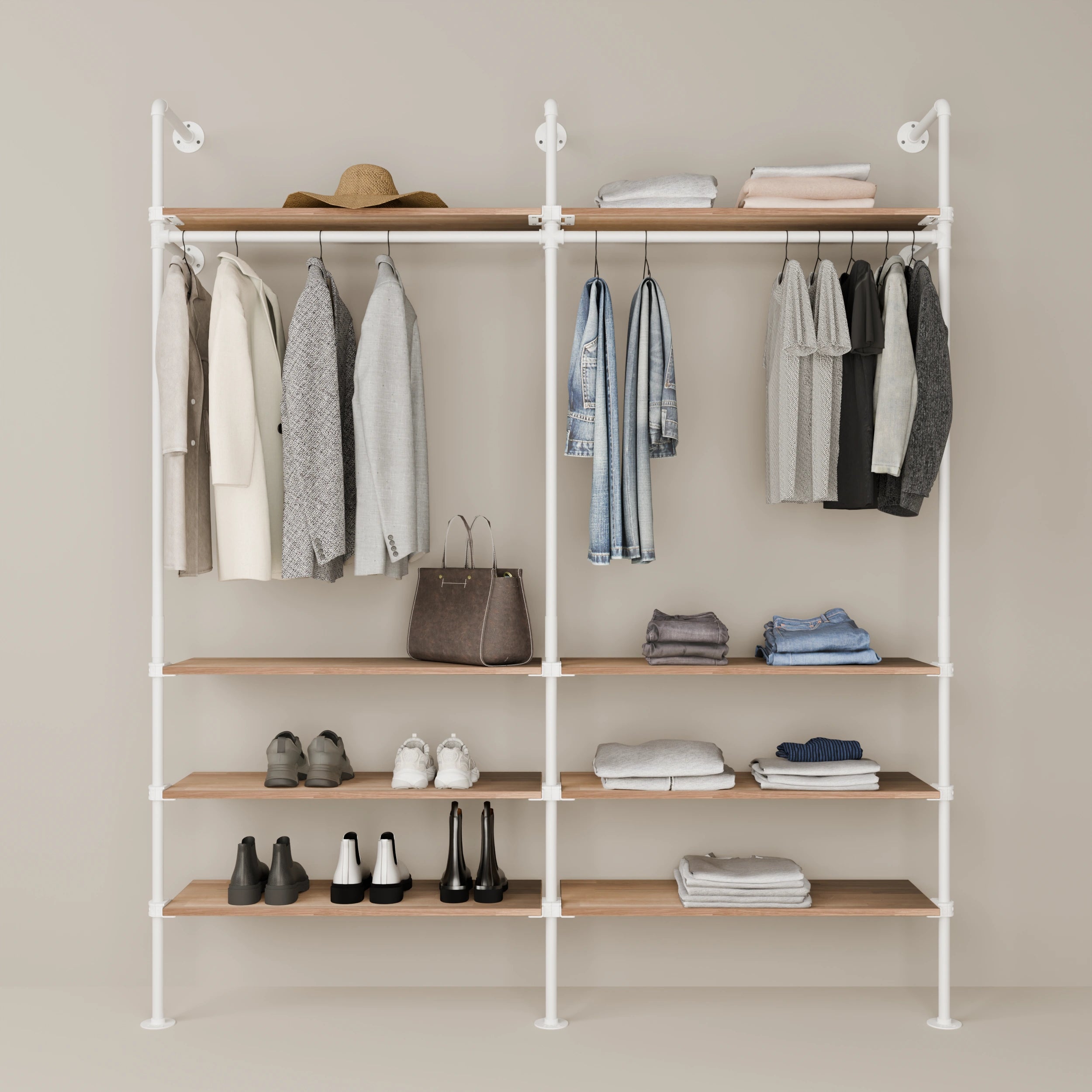 Système de tringle à vêtements PAMO KIM 2 OAK