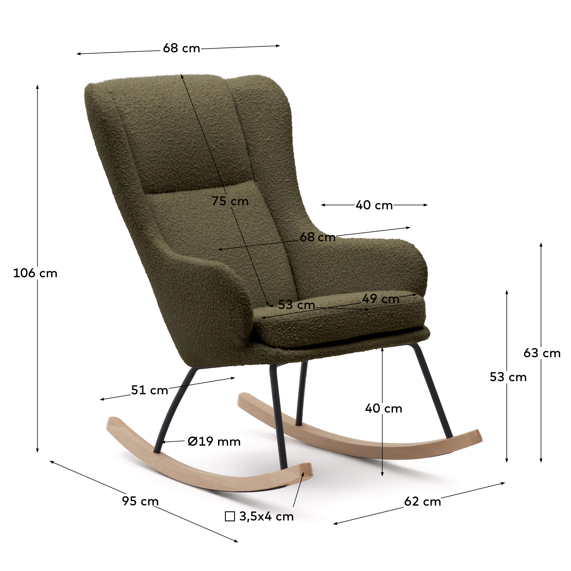 KAVE HOME Schaukelstuhl MAUSTIN