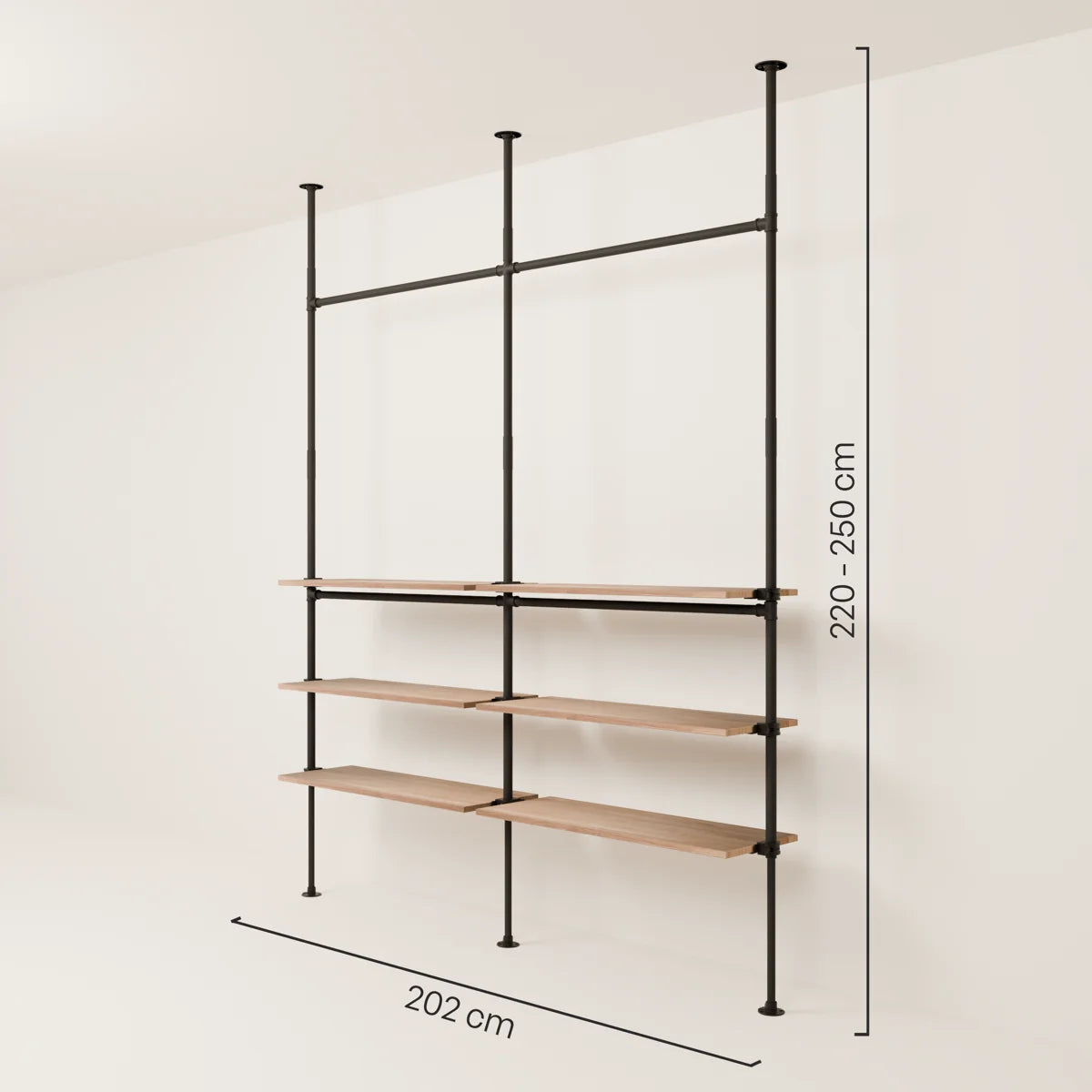 PAMO LOFT 2 OAK clothes rail system