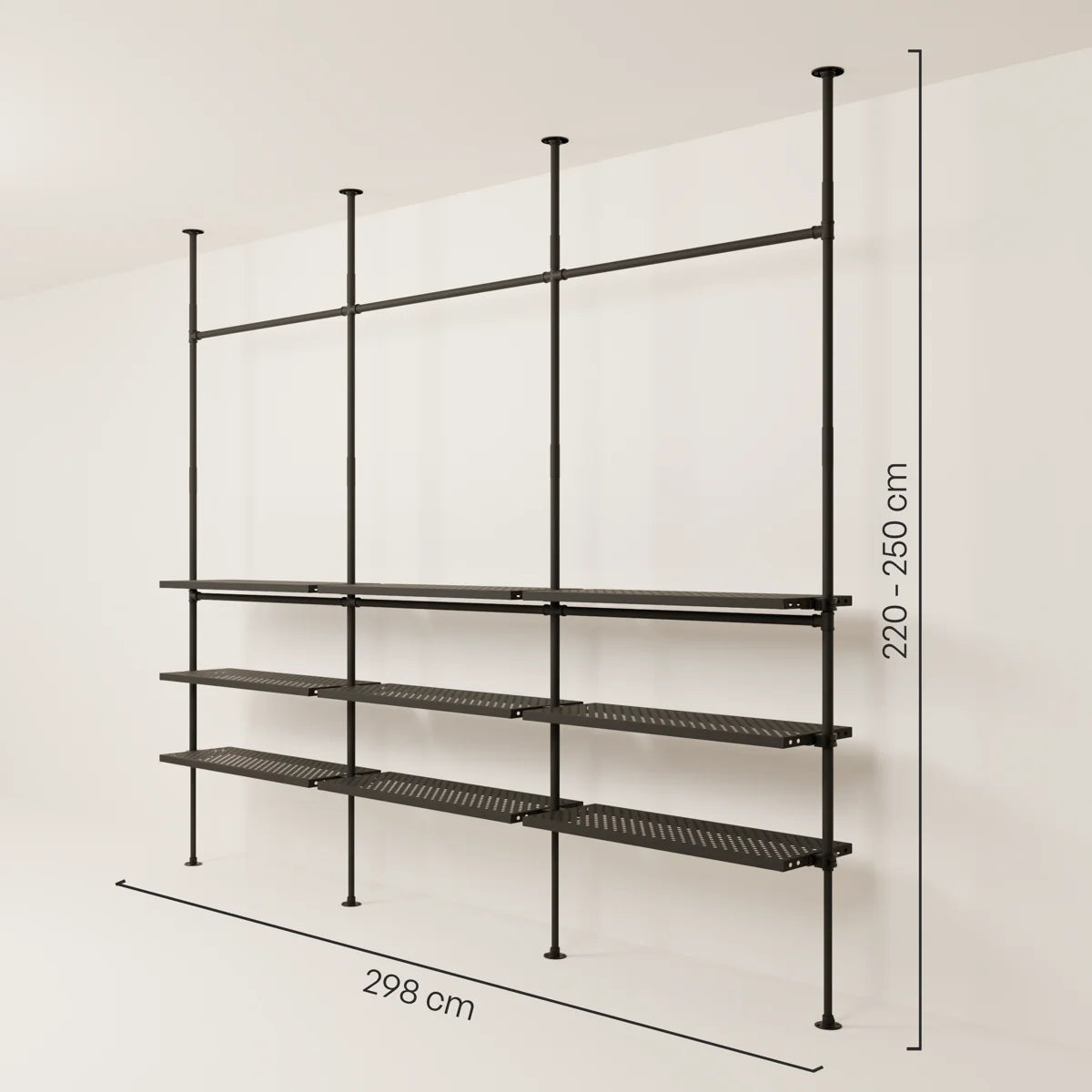 PAMO DESIGN Système de tringles à vêtements télescopiques LOFT 3 METAL