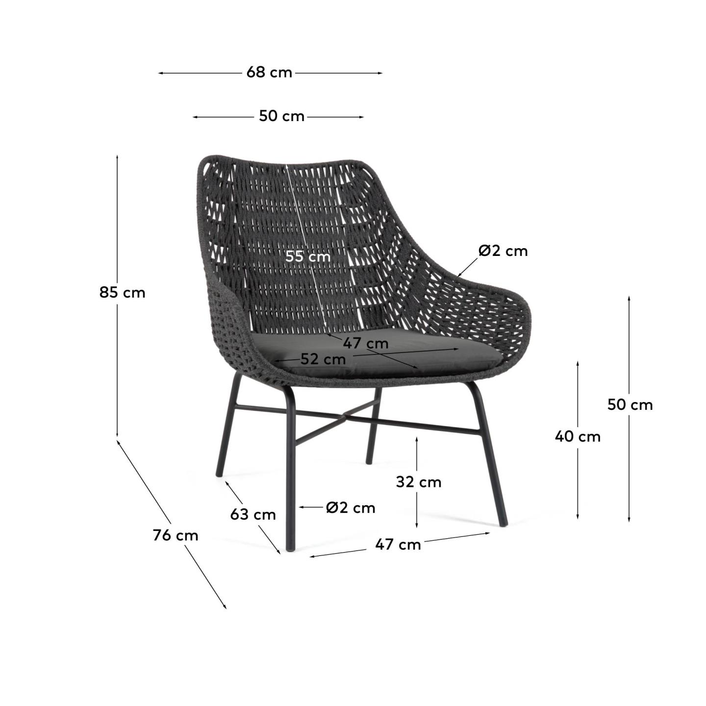 KAVE HOME Gartensessel ABELI KAVE HOME Seilsessel ABELI