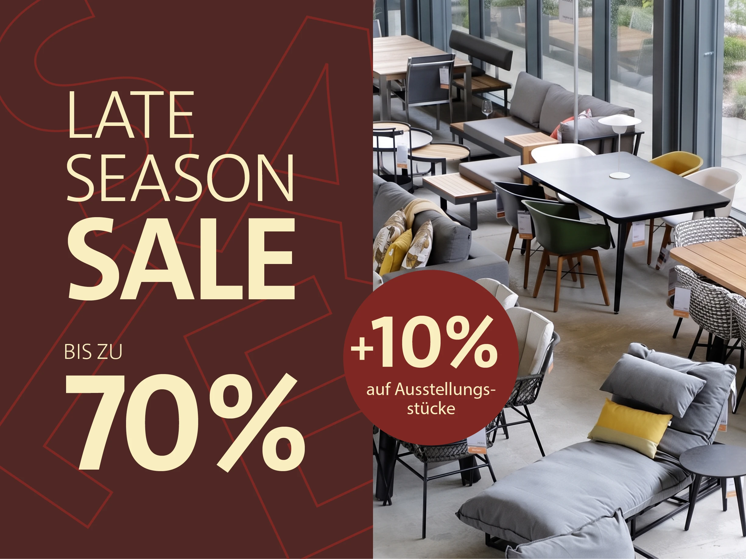 Letzte Chance – Bis zu 70 % auf Gartenmöbel + 10 % auf Ausstellungsstücke!