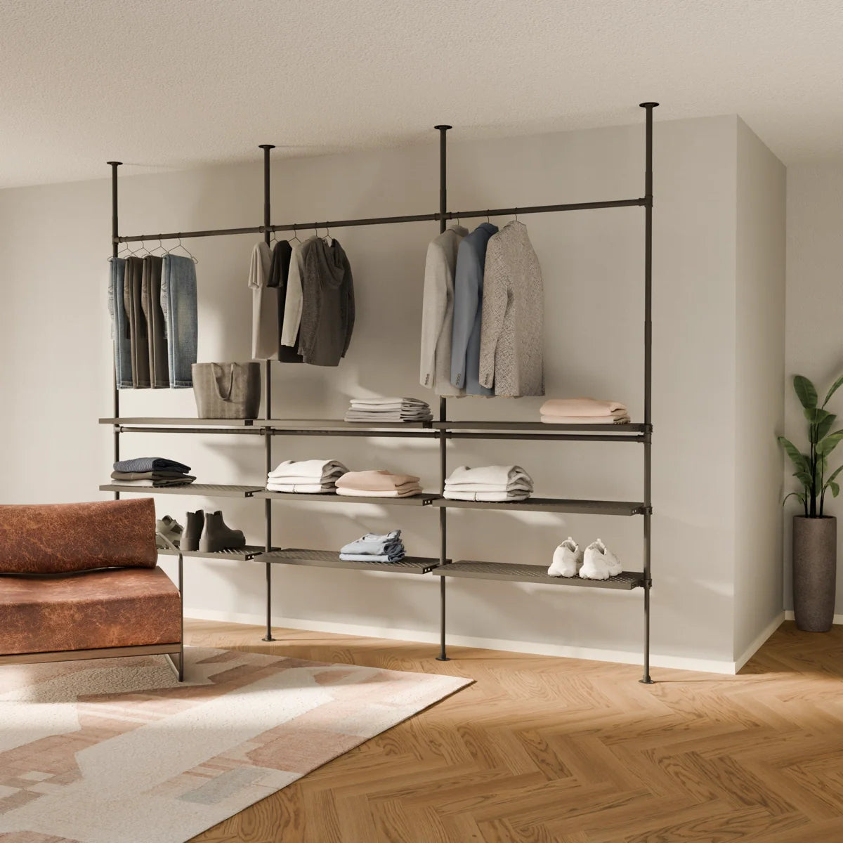 PAMO DESIGN Système de tringles à vêtements télescopiques LOFT 3 METAL