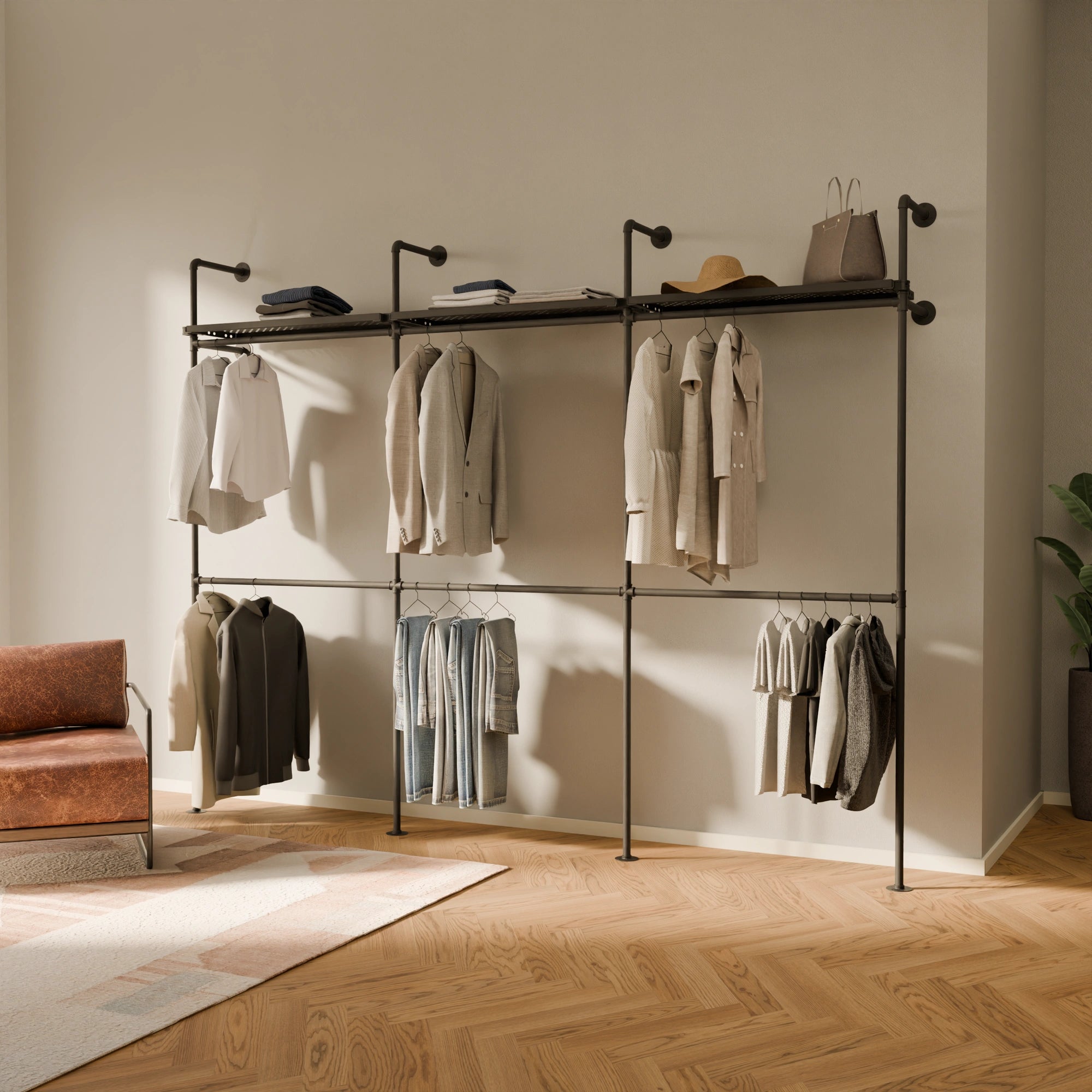 PAMO Kleiderstangensystem KIM DOUBLE 3 METAL