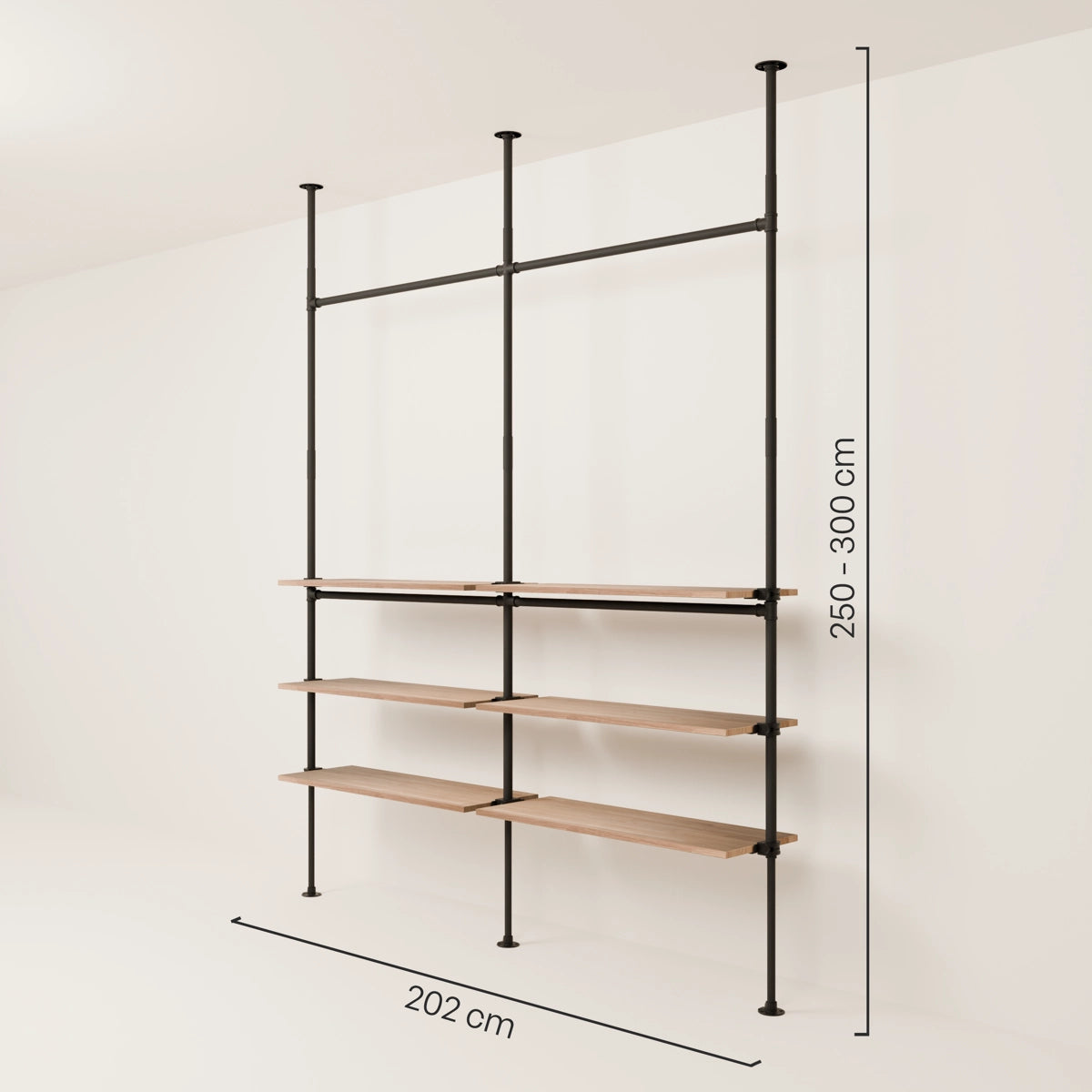 PAMO LOFT 2 OAK clothes rail system