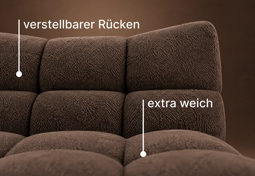 designwerk Sofa Passion – Detail verstellbarer Rücken