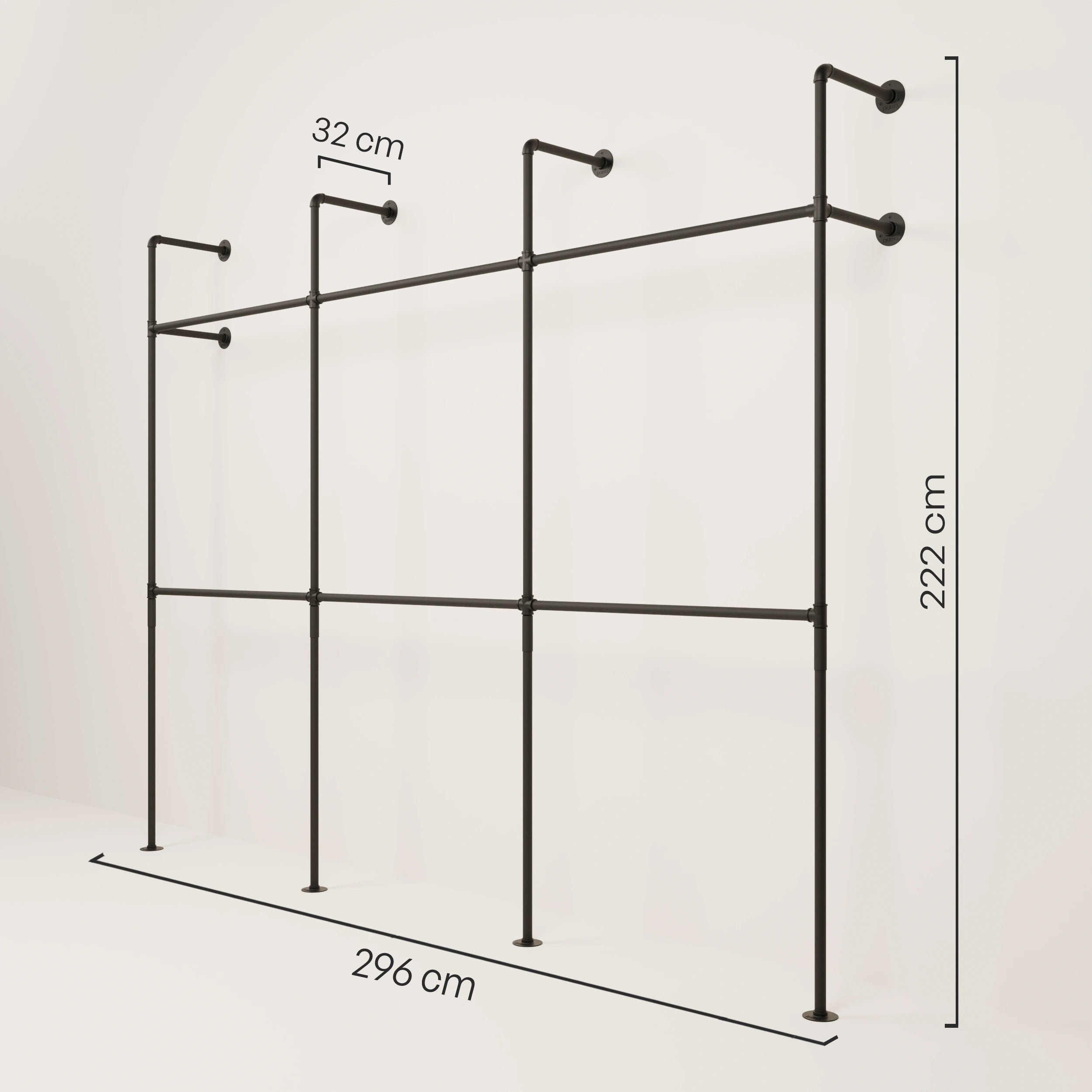 PAMO DESIGN Système de tringles à vêtements KIM DOUBLE 3