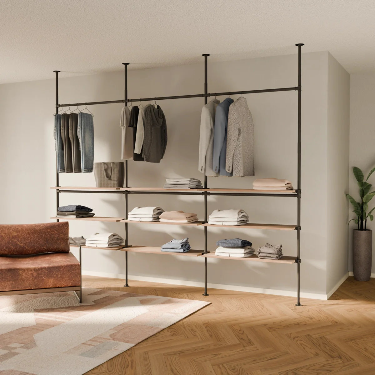 PAMO LOFT 3 OAK clothes rail system