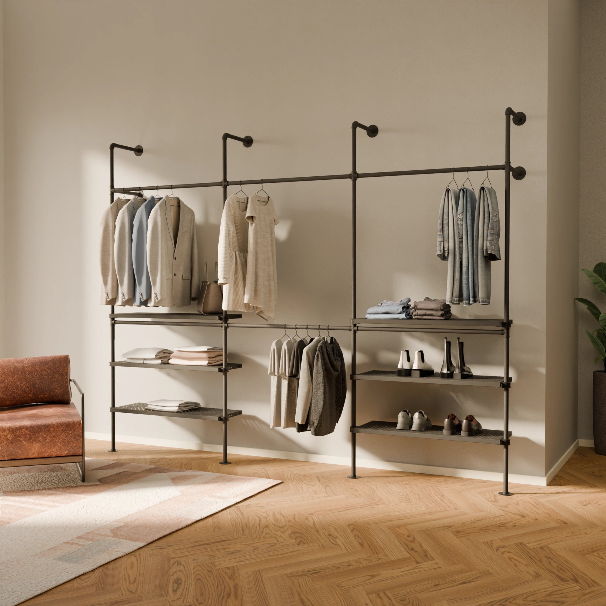 PAMO Kleiderstangensystem KIM DOUBLE 3 METAL