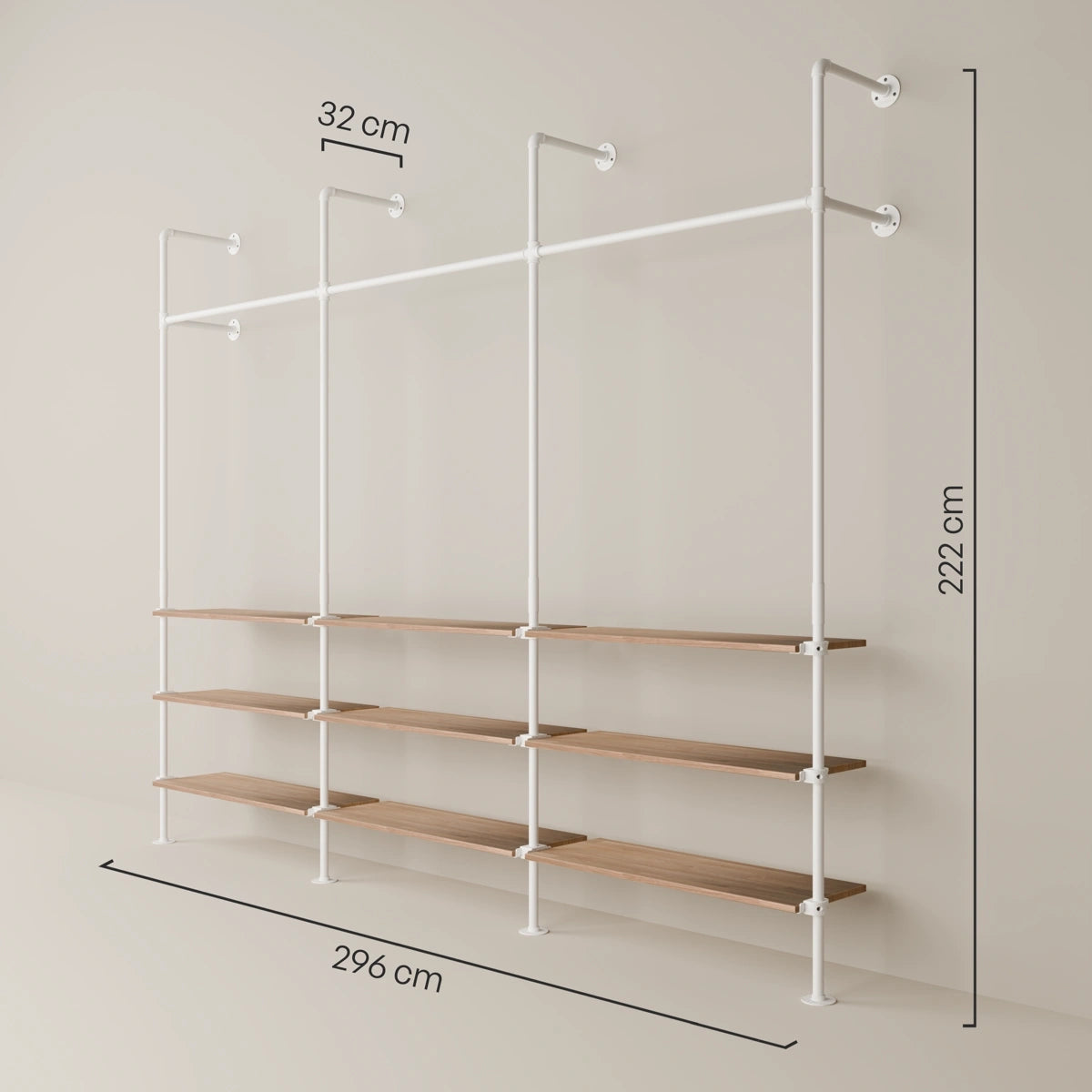 PAMO Kleiderstangensystem KIM 3 OAK