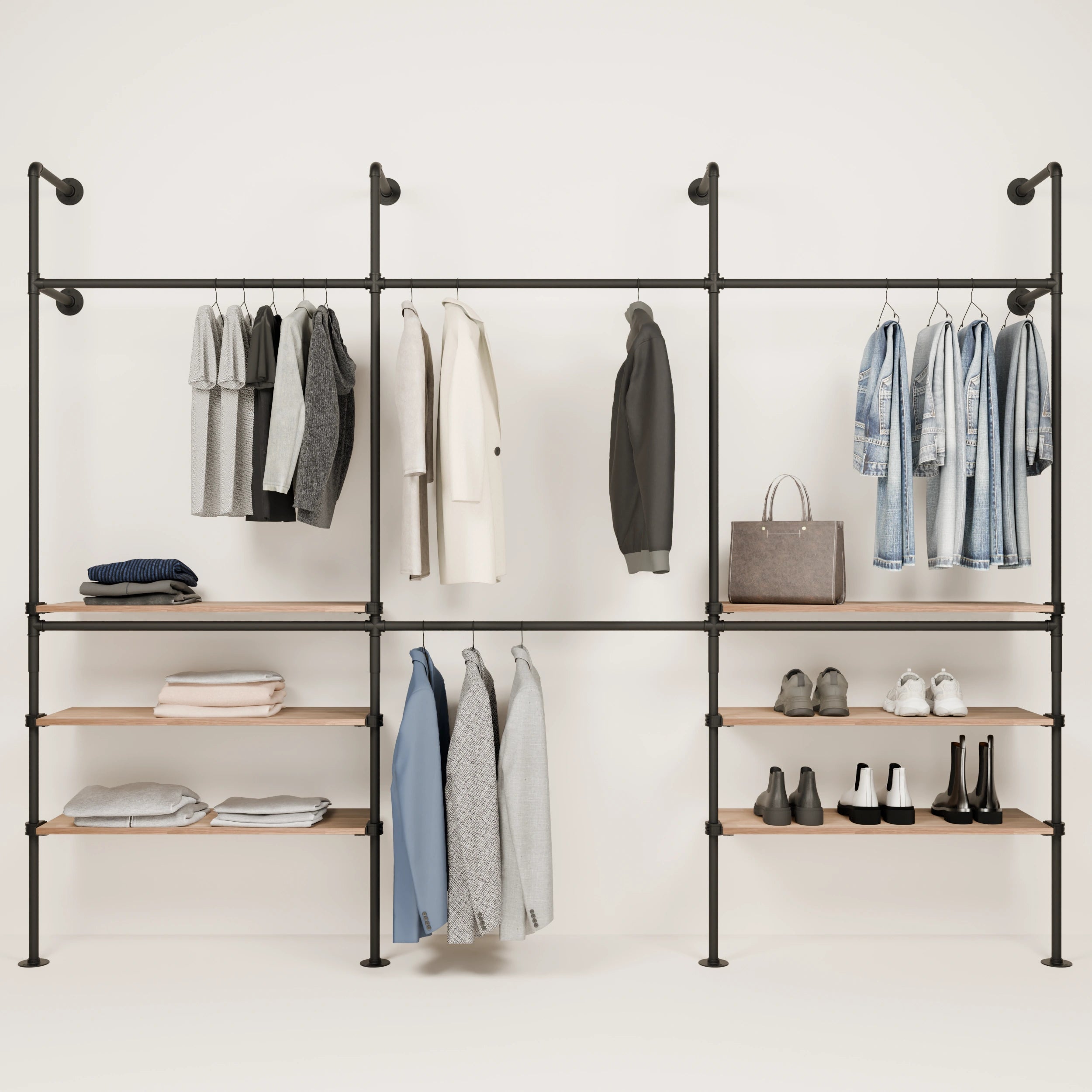 PAMO DESIGN Système de tringles à vêtements KIM DOUBLE 3 OAK