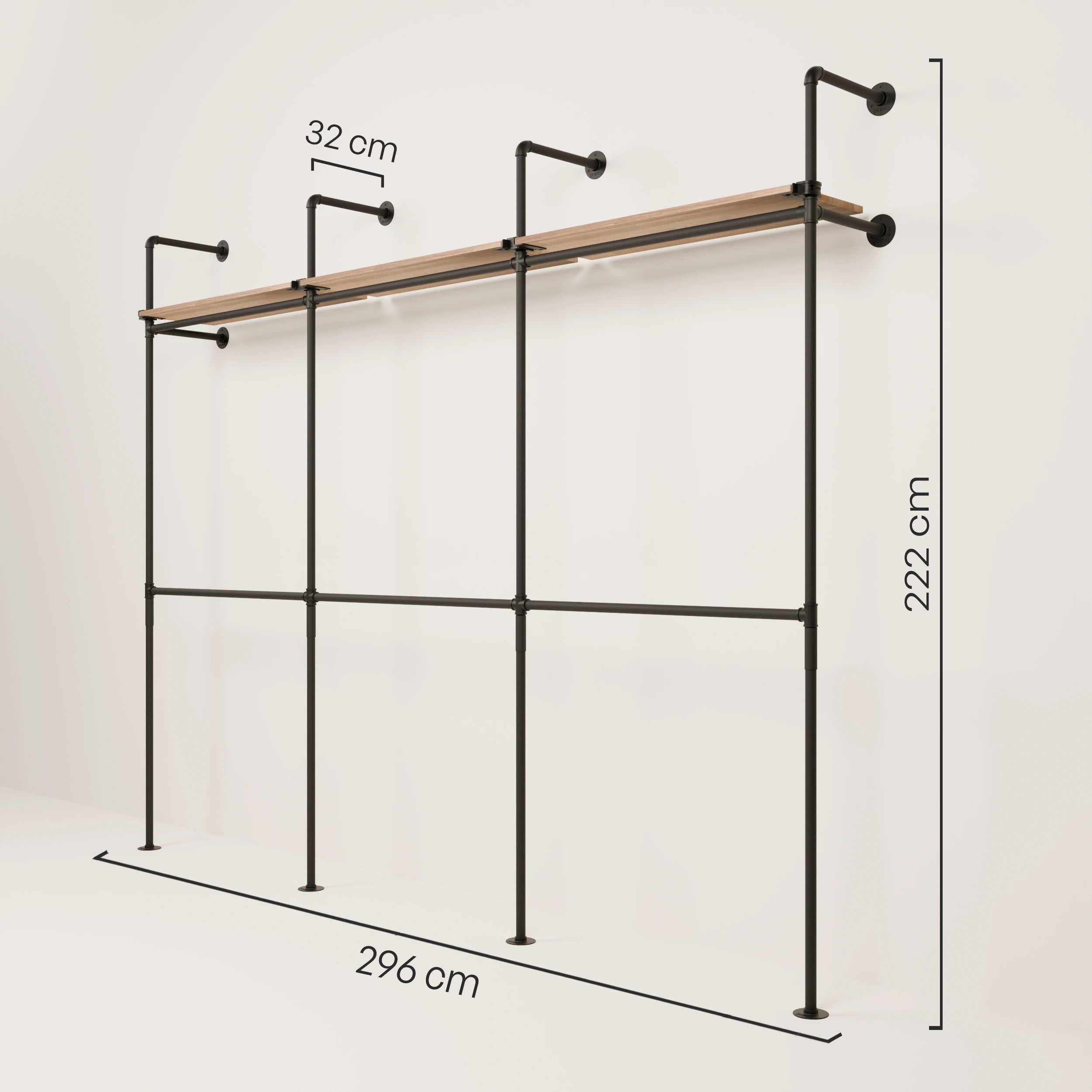 PAMO DESIGN Système de tringles à vêtements KIM DOUBLE 3 OAK