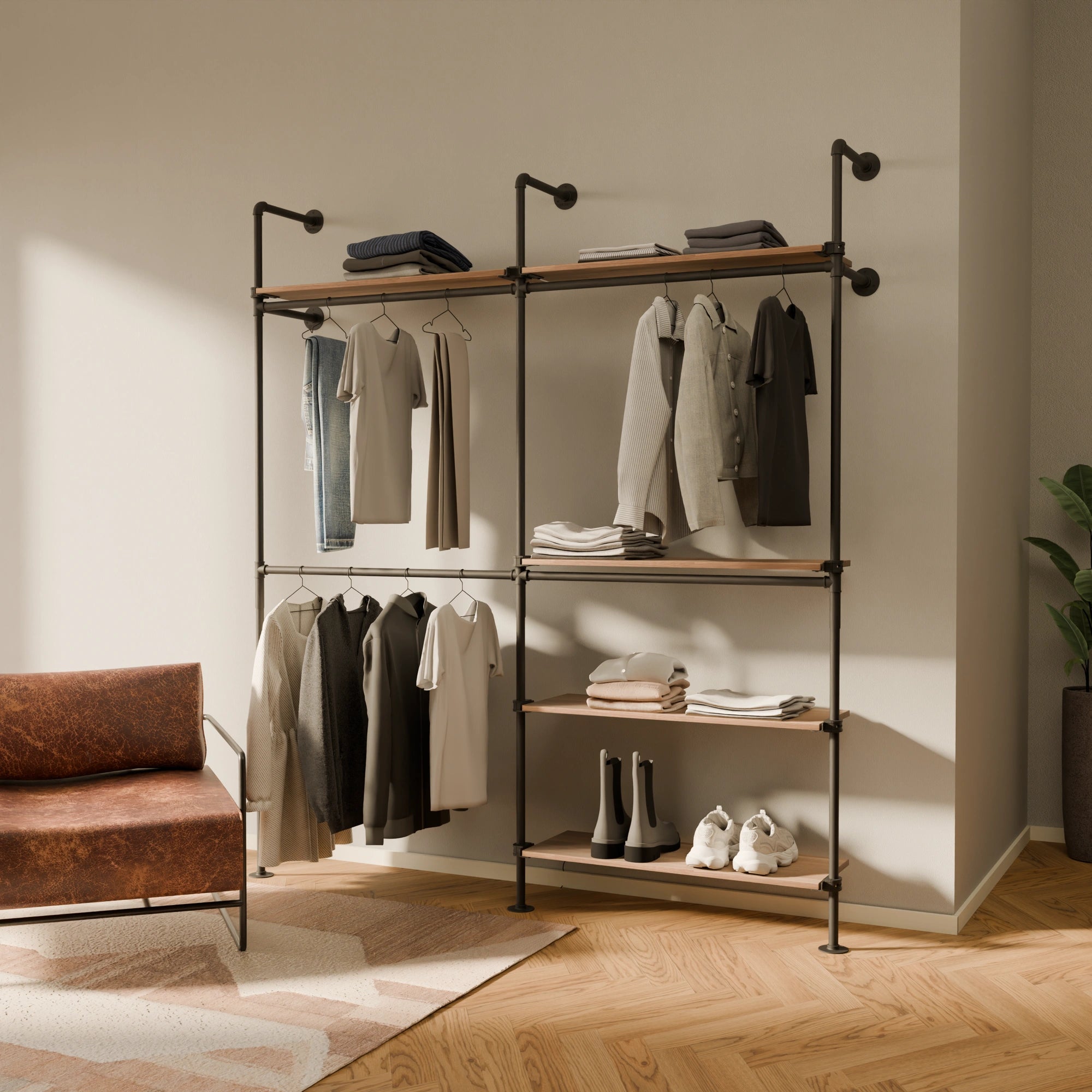 Système de tringle à vêtements PAMO KIM DOUBLE 2 OAK