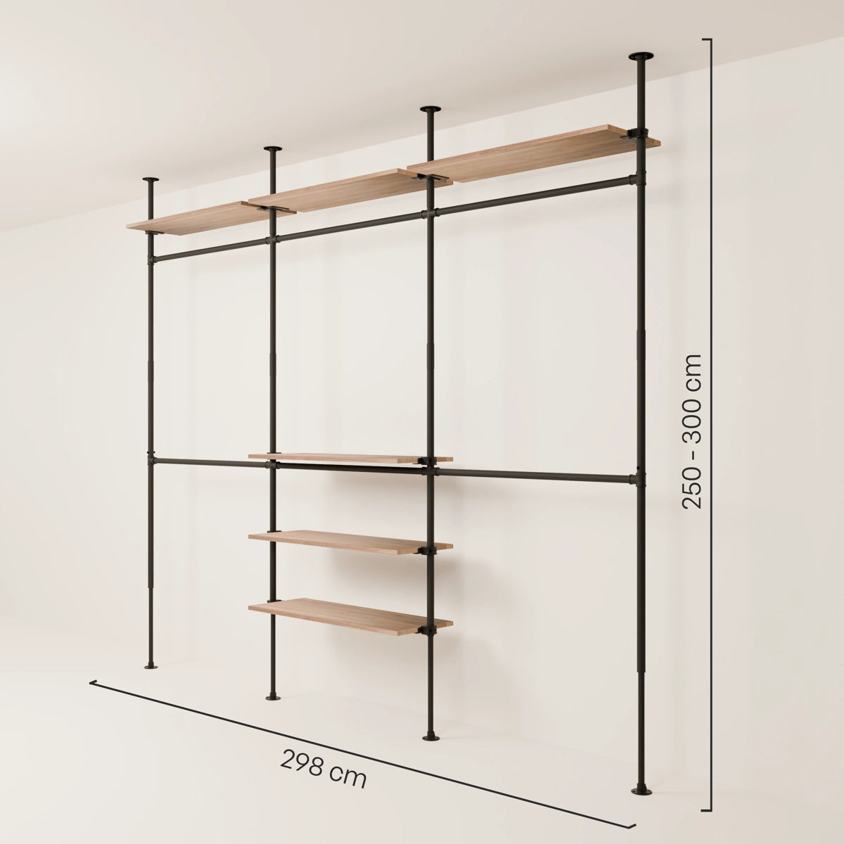 PAMO LOFT 3 OAK clothes rail system