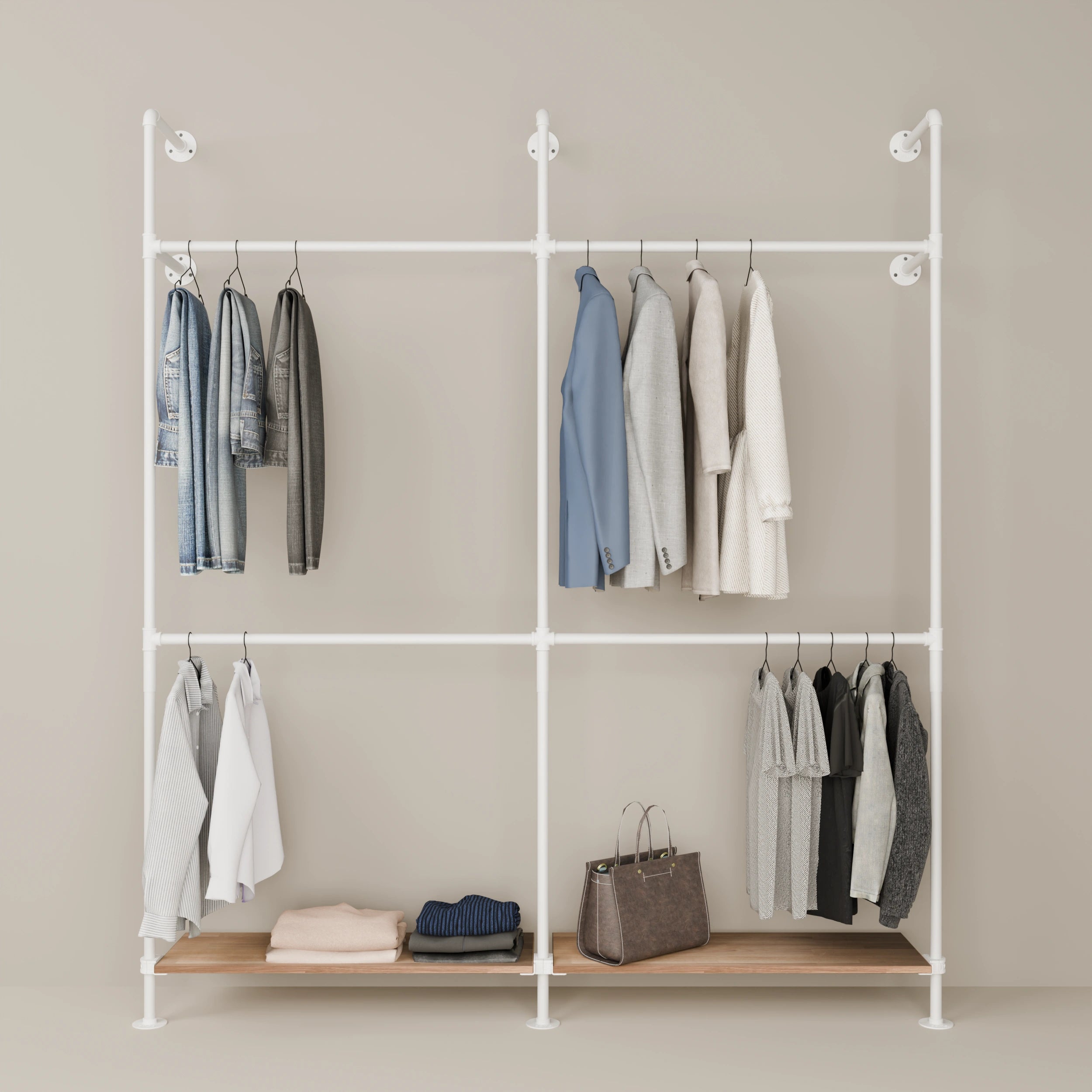 Système de tringle à vêtements PAMO KIM DOUBLE 2 OAK
